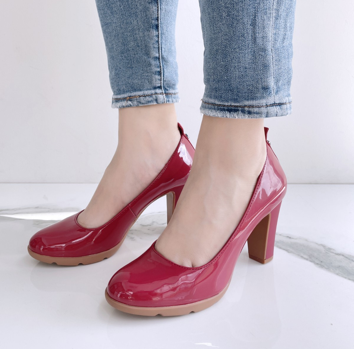 JENN ARDOR Womens Pumps Closed Round Toe Block High Heels 3″ Leather Pump Shoes