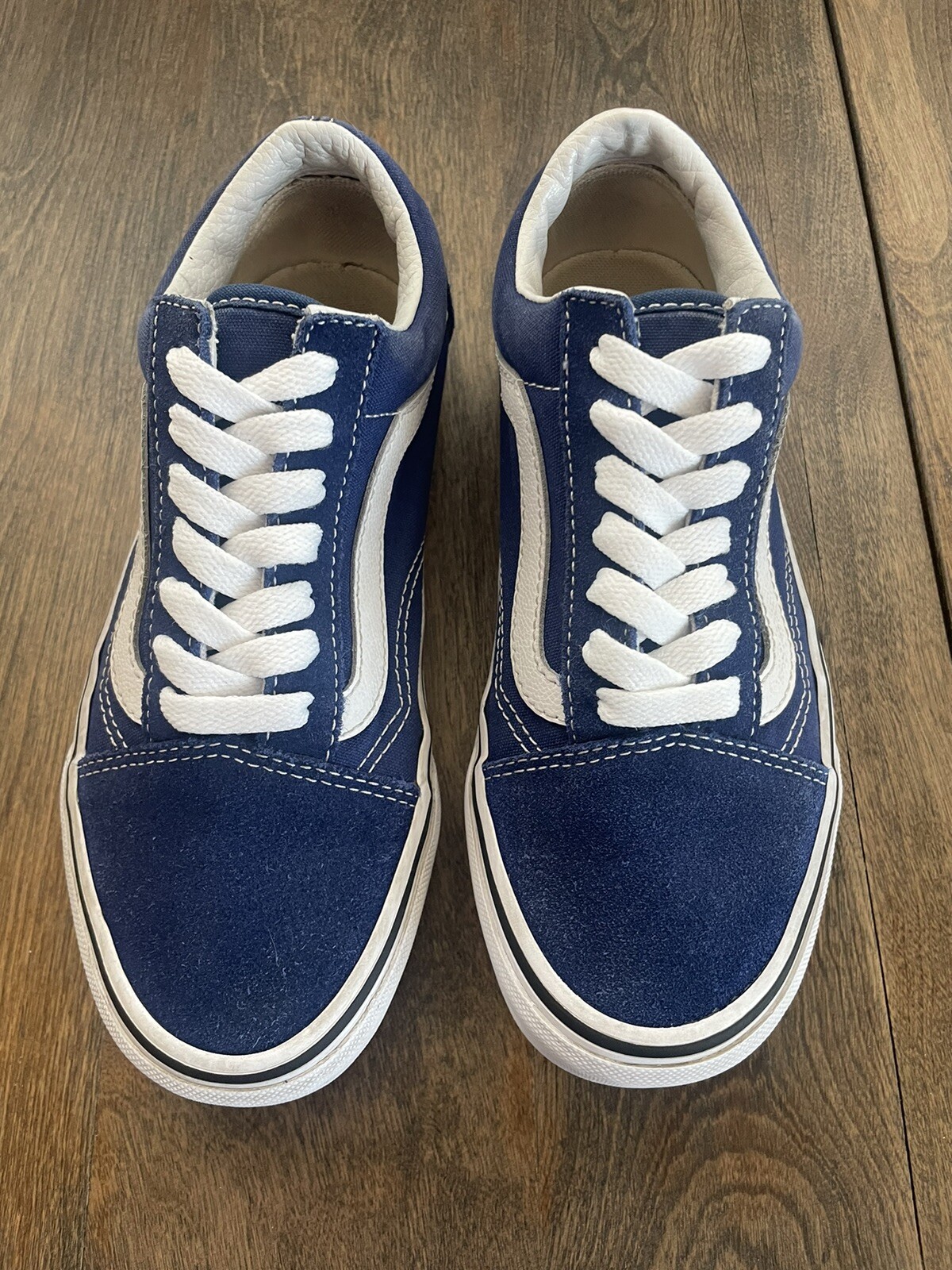 VANS Old Skool Suede Low Top Shoes Sneakers Blue White Women’s Size 5 Men 3.5