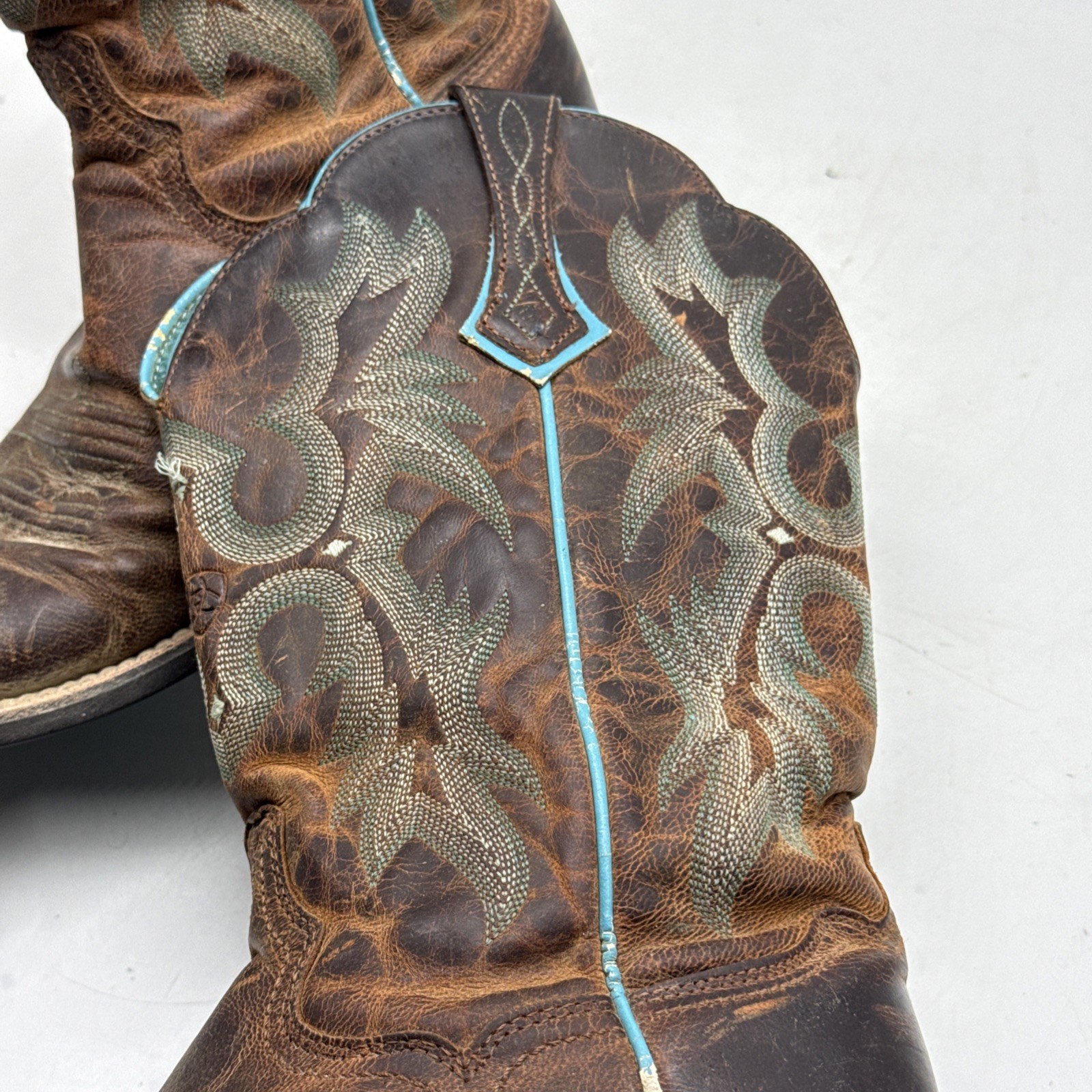Ariat Cowboy Boots 7.5B Tombstone Brown Square Toe Rodeo Western