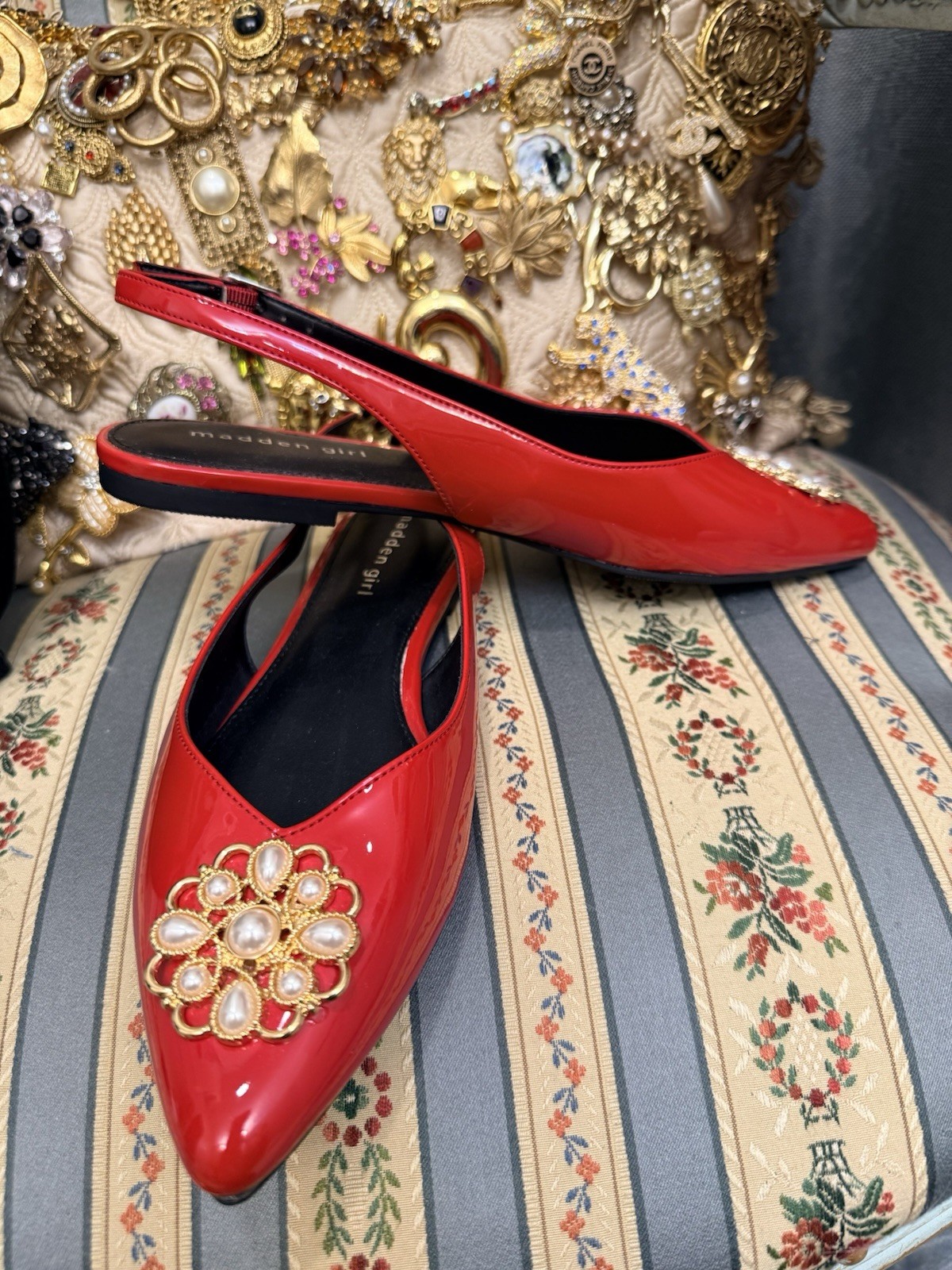 New Red Faux Patent Leather Shoes US 8 And Handbag