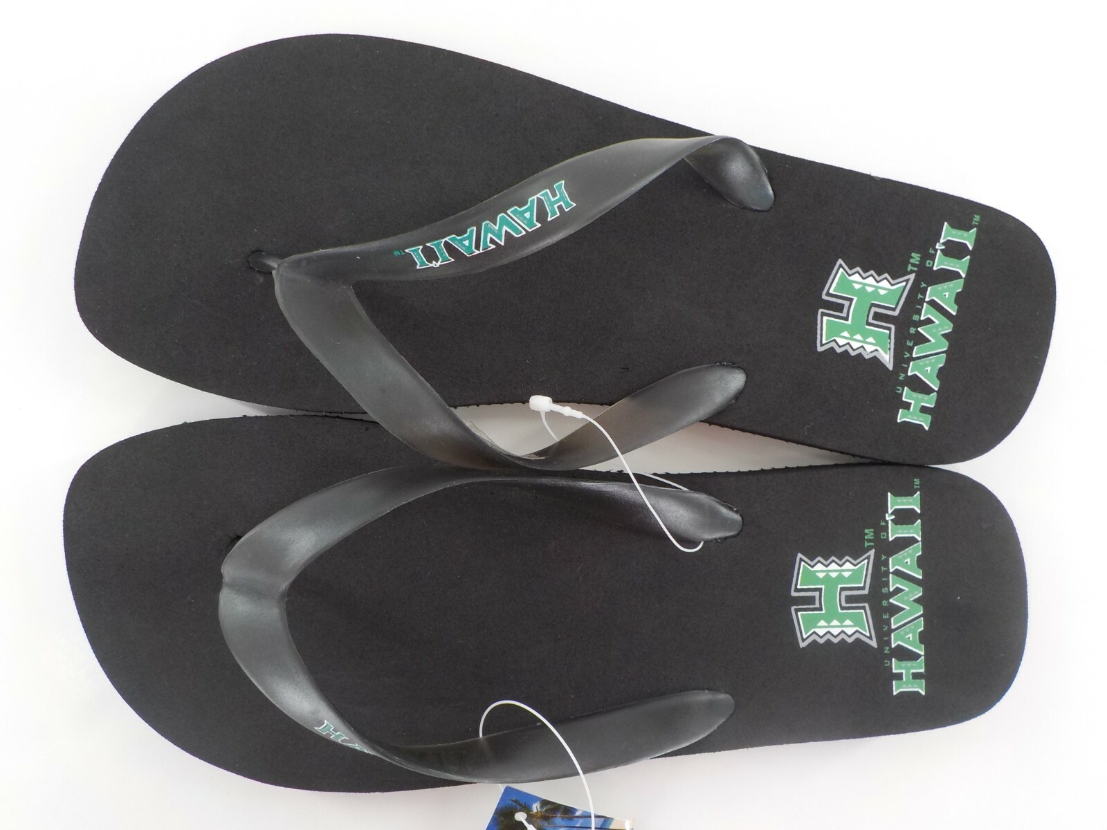 Kam Kasuals Inc. Flip Flops SZ M UNIVERSITY OF HAWAII Slippers Unisex Black NWT