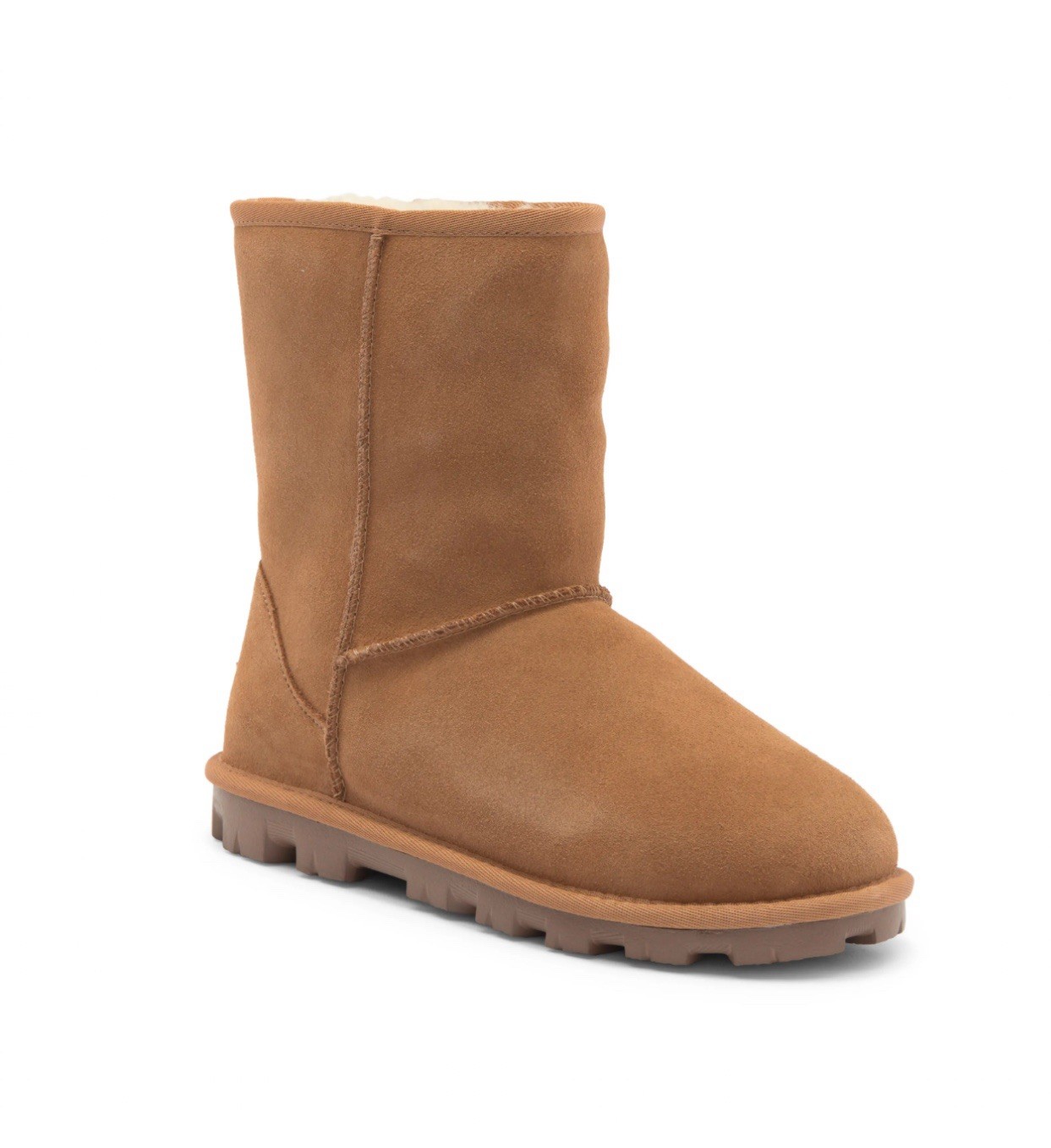 UGG W Essential Short Chestnut Suede Snow Boots Women’s Size 7 Rubber Sole