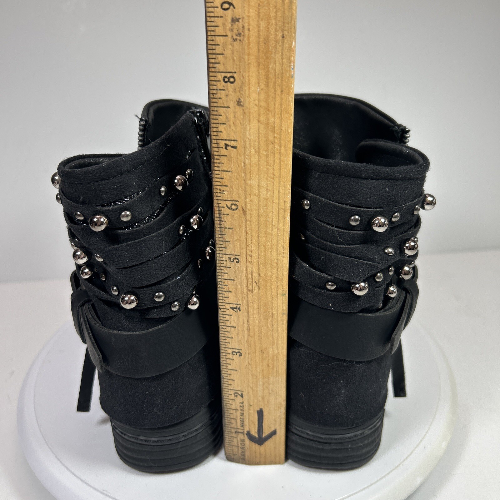 Lala Iaki Black Studded Zipper Ankle Boots