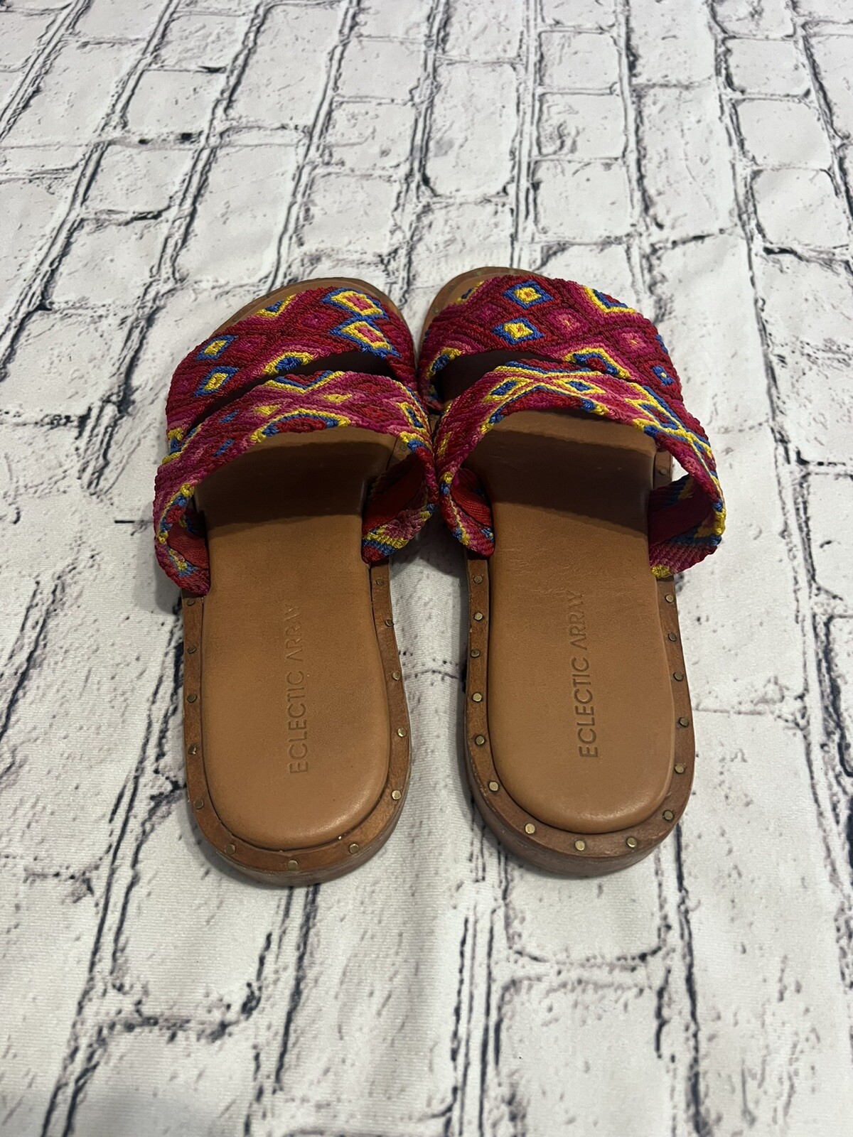 ECLECTIC ARRAY Hasen Woven Bands Mai Tai Sandals Size US 8/EURO 38