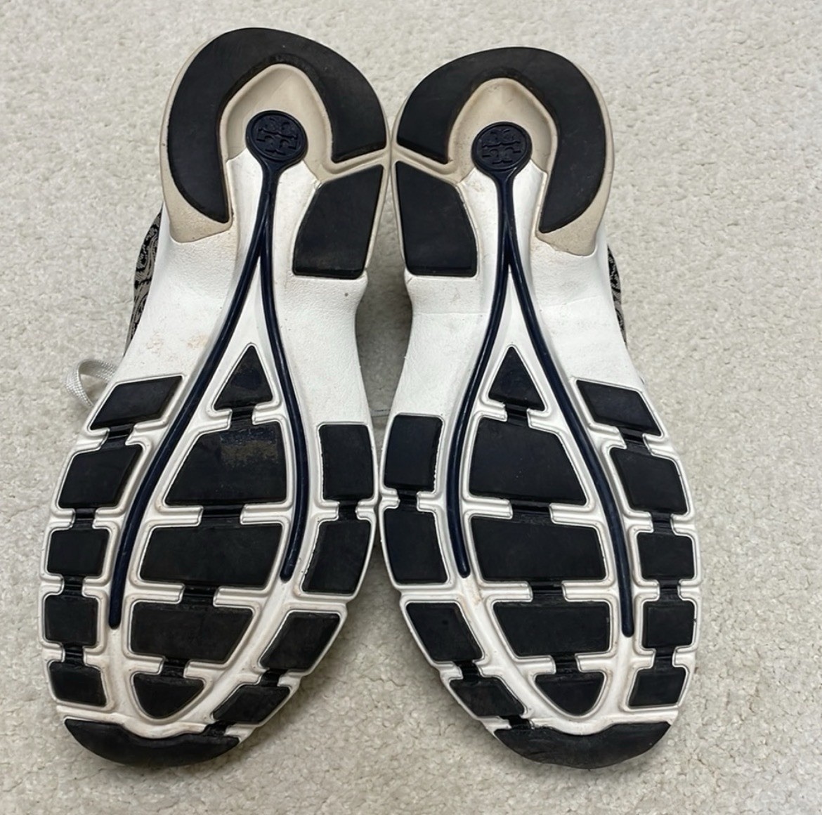 Used Good Condition Tory Burch Sneakers Navy And Cream Women’s Size 9.5