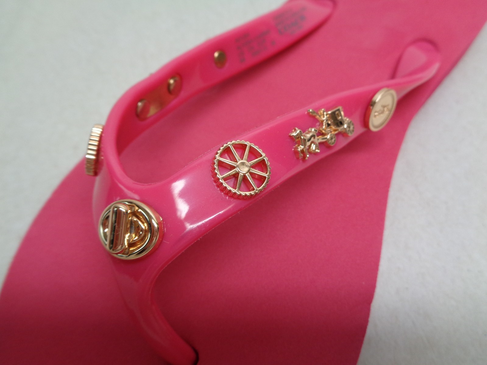 Coach Size 6 M ALYSSA CHARMS Dahlia Pink Flip Flop Sandals New Womens Shoes