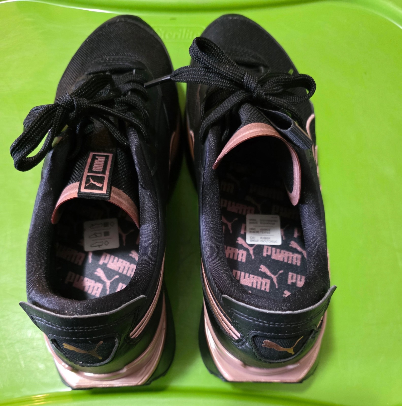 PUMA Women’s Cruise Rider Metallic Sneakers Size 10- Color: Black/Rose Gold