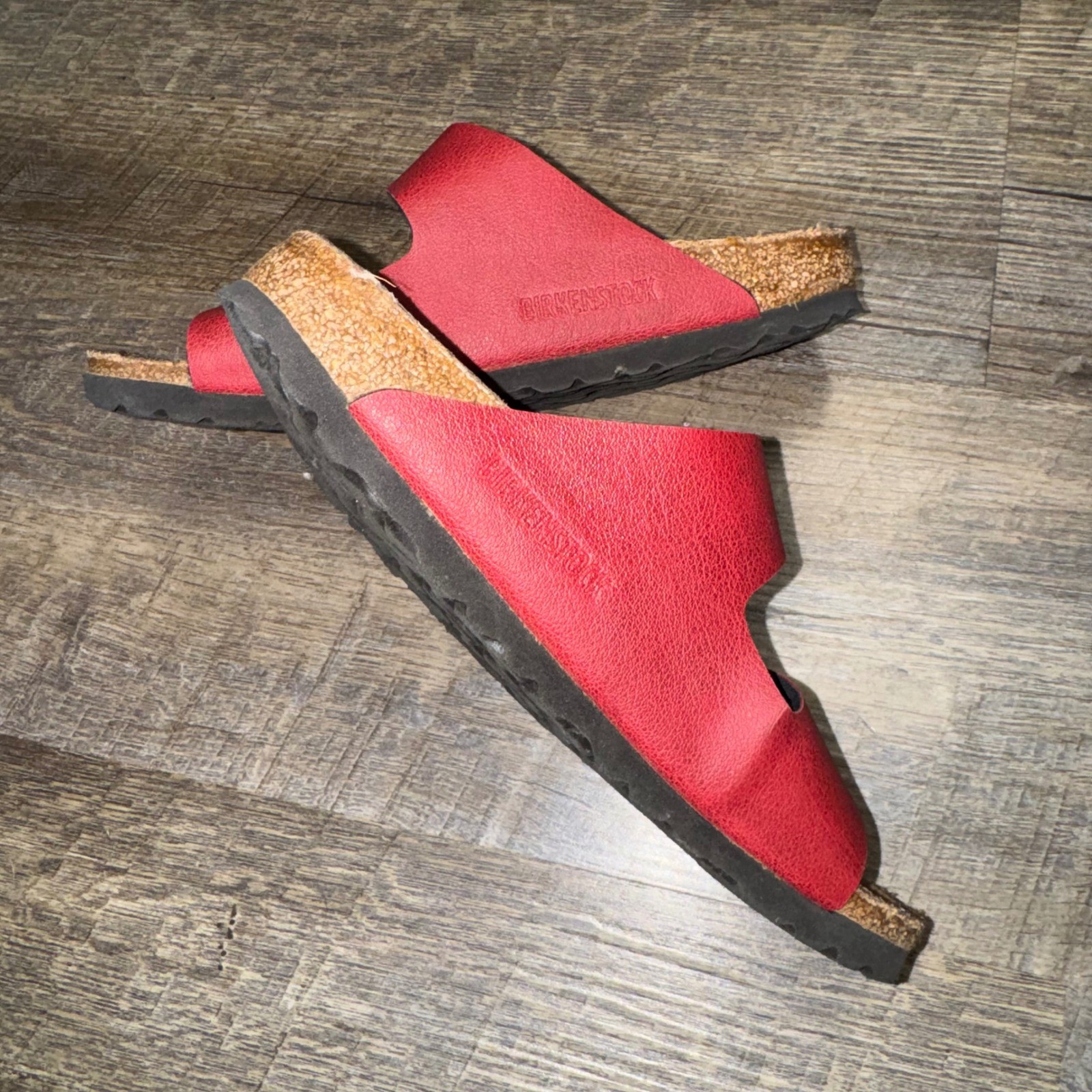 Birkenstock Arizona Red Birko-Flor Two Strap Buckle Sandals Size 36 Womens 5-5.5