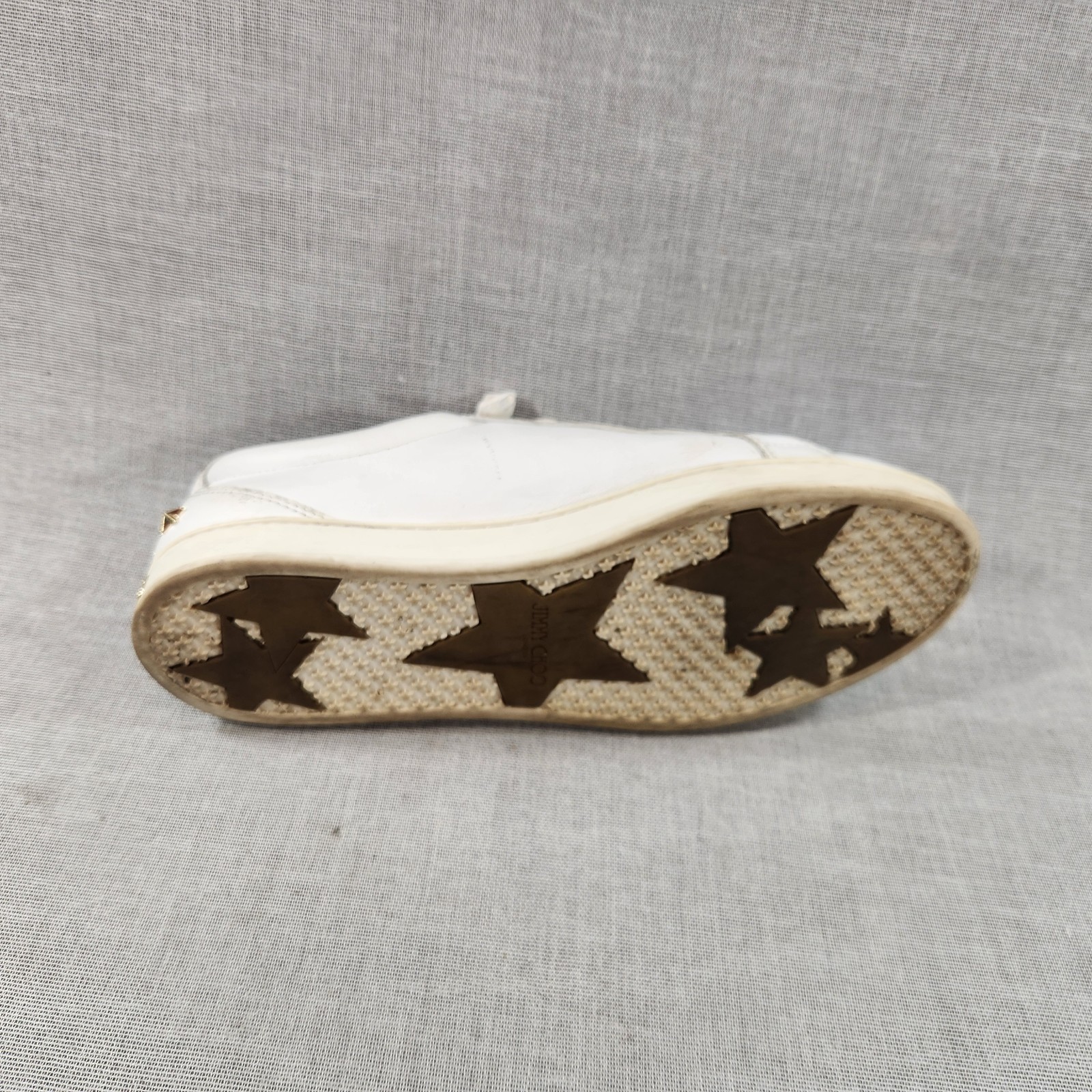 Jimmy Choo Womens Size 8 Rhinestone White Leather Lace Sneakers SEE DESCRIPTION