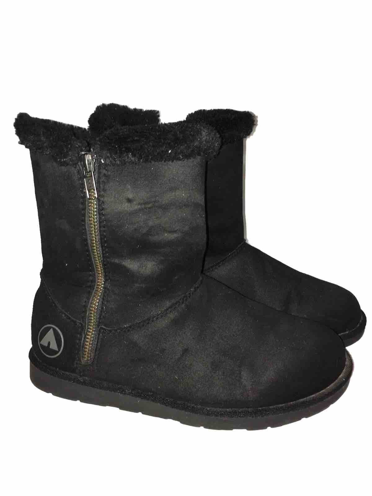 Airwalk Winter Fall Black Suede Boots With Zipper Sz 7.5