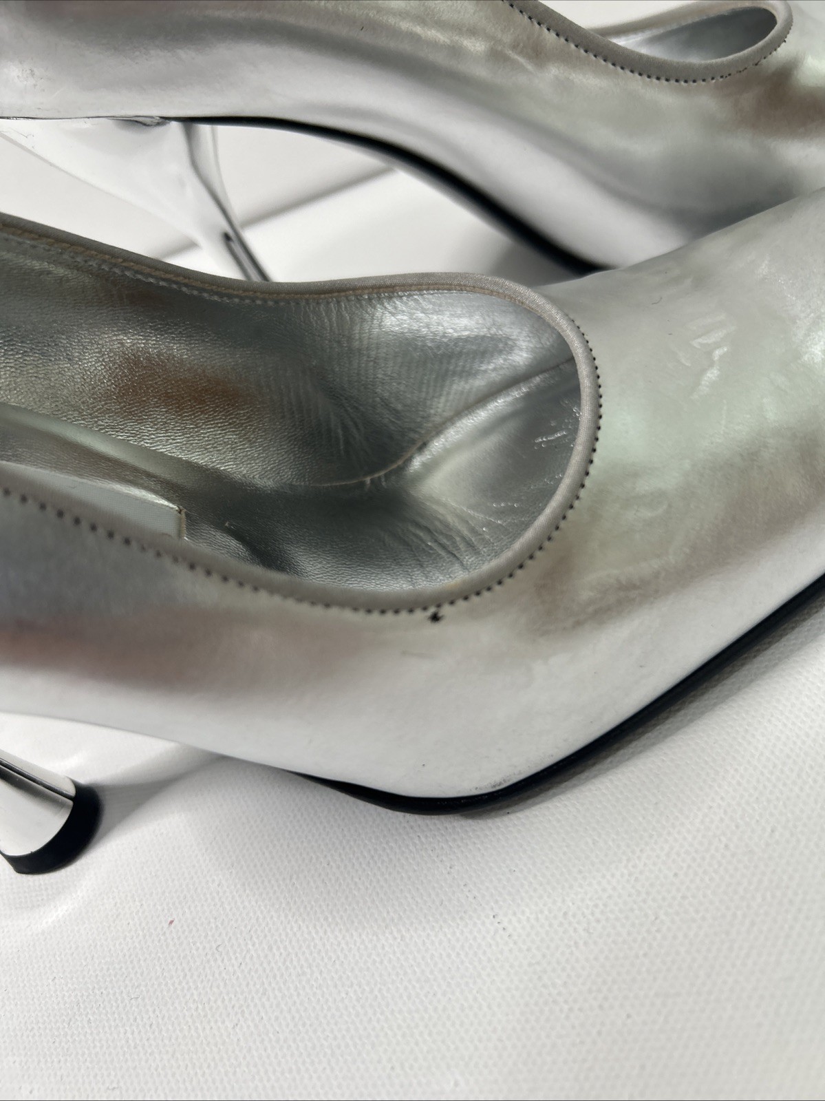 Dolce & Gabbana Silver Spool Heels 36.5 Specchio Argento with Box and Dust Bag