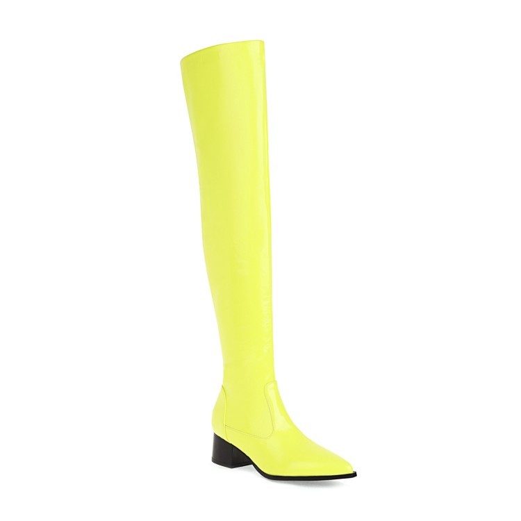 Women’s Motor Over The Knee High Long Boots Pointed Toe Low Heel Western Knight