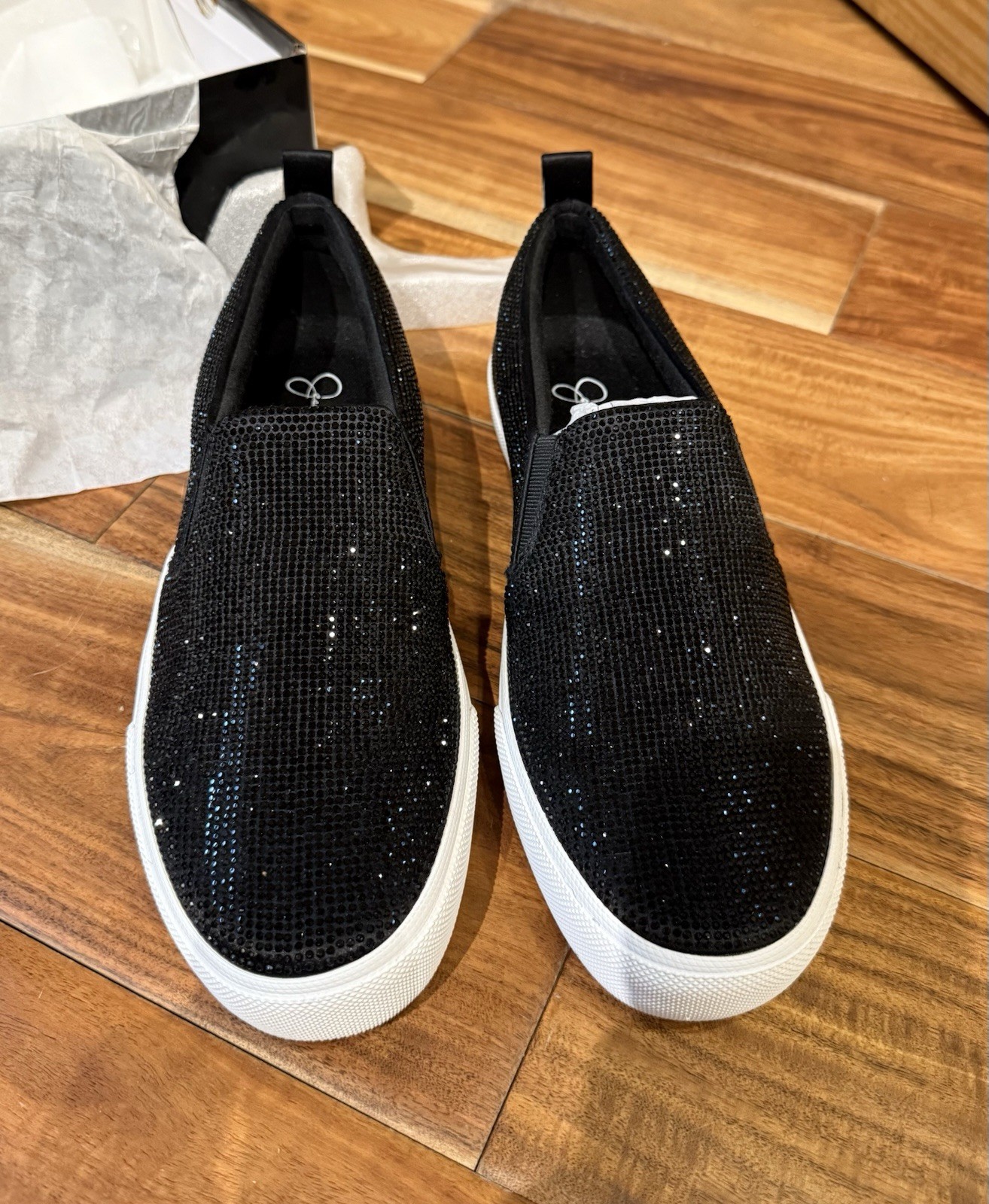 Jessica Simpson Women’s Black Glitter Slip-On Low Top Sneakers Size 9.5