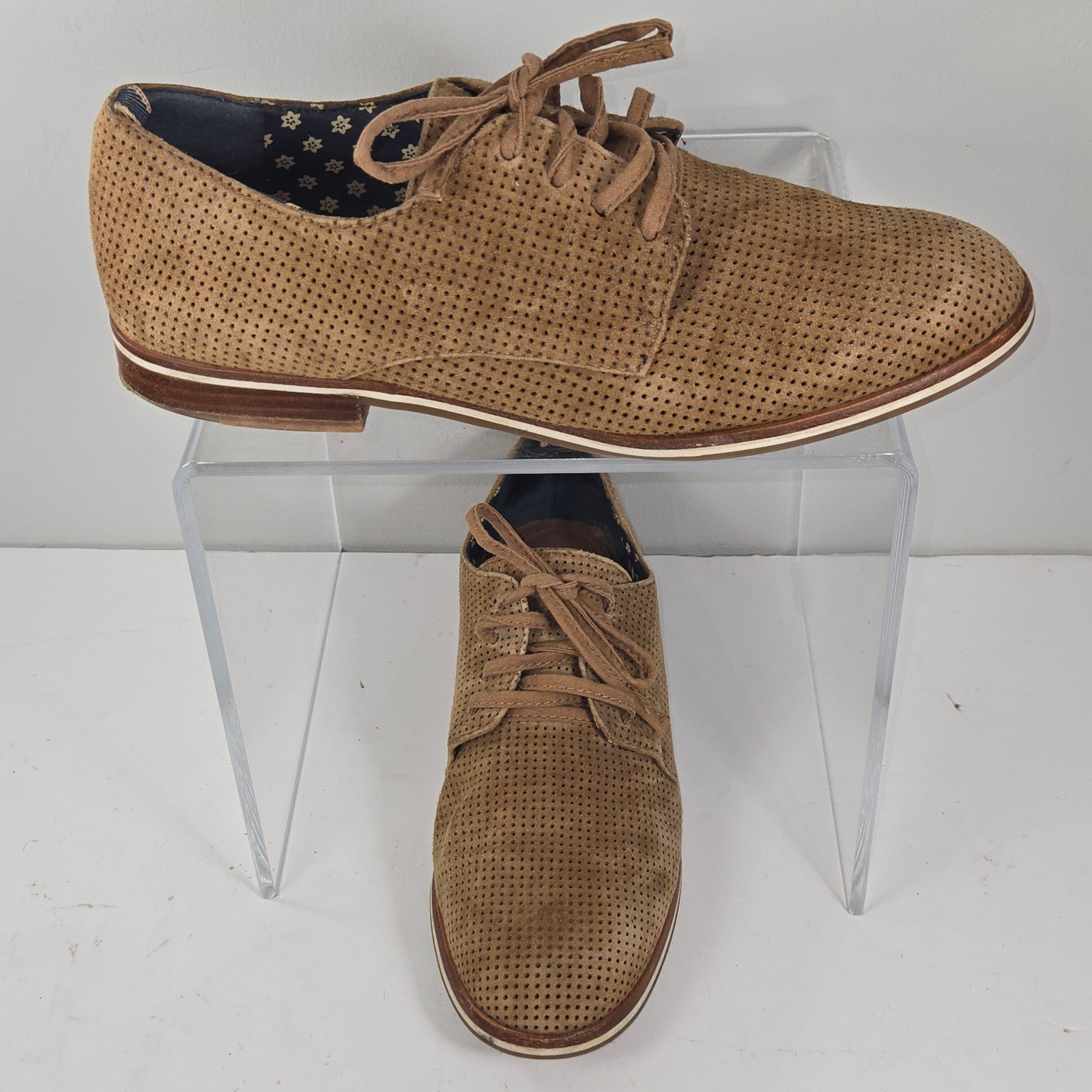 ED Ellen DeGeneres Chapala Tan Perforated Suede Lace Up Oxford Shoes 10.5-11