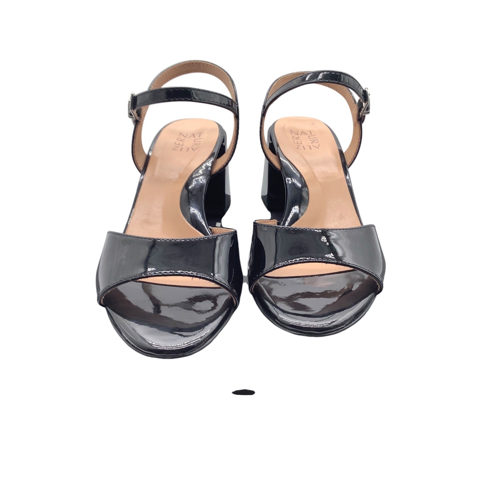 Naturalizer Daisy Black Patent Block Heel Sandals Womens 10 M J4992S5002
