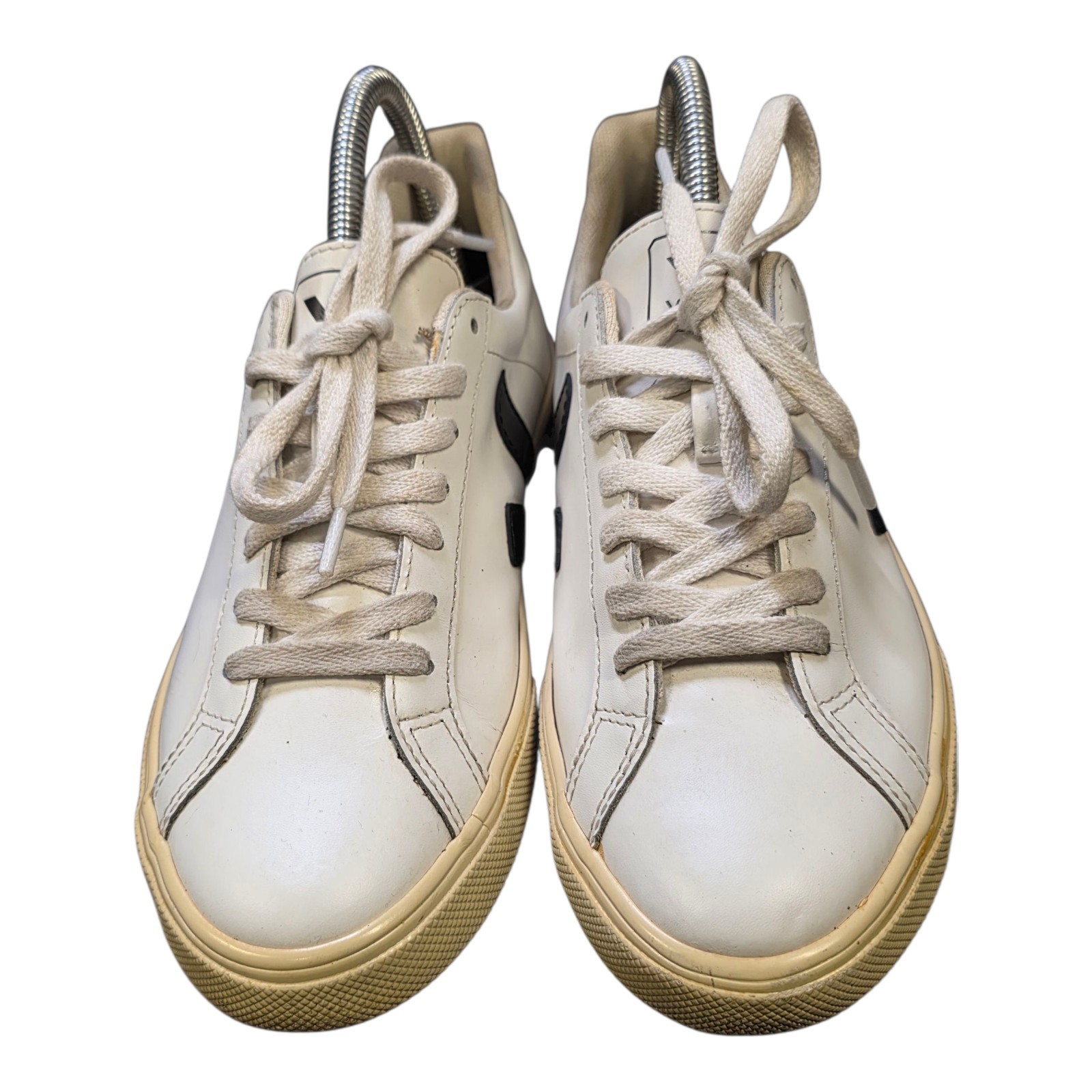 Veja Esplar Women’s Size 6 White Black Leather Sneakers Made in Brazil EUR 37