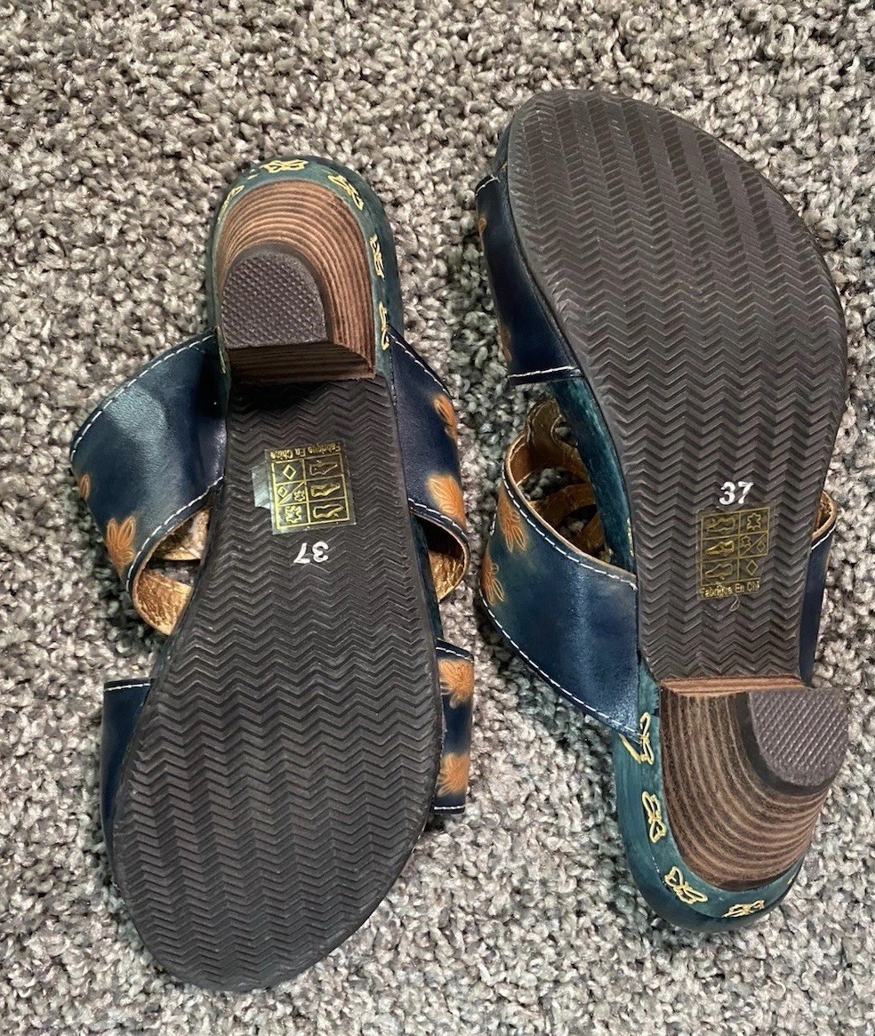 *Vintage* L’Artiste By Spring Step Carlina Leather Slides *Western Core*