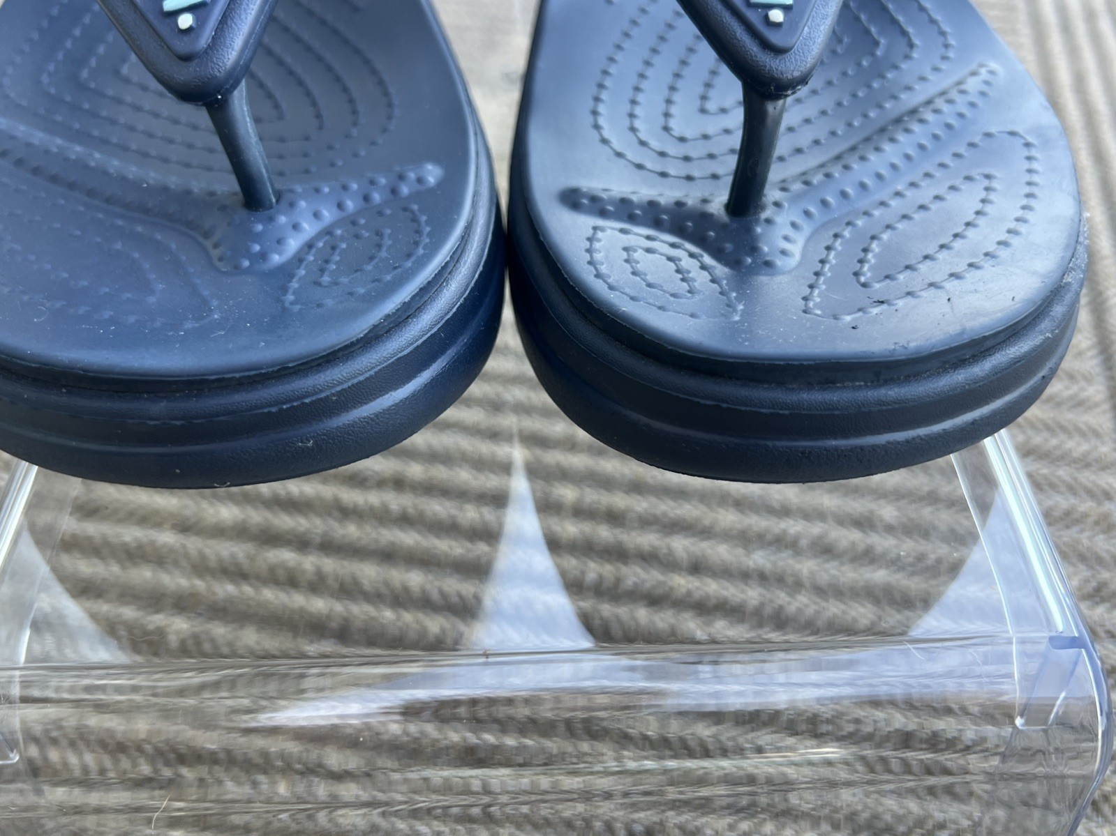 CROCS Dual Comfort Monterey Diamante Wedge Navy Blue Flip Flops Women’s Sz 11