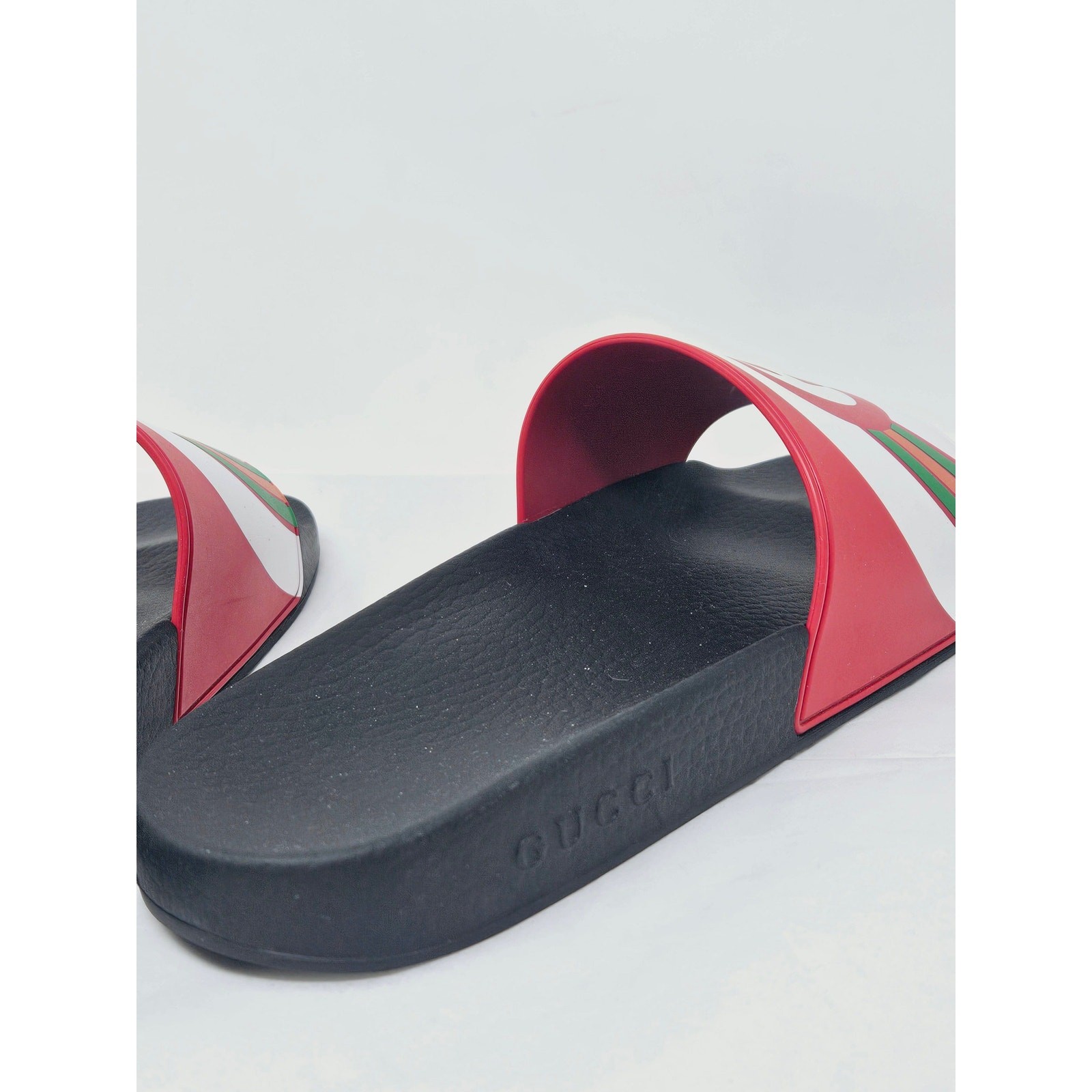 Gucci Red multicolor signature GG logo rubber sandals 40 sz