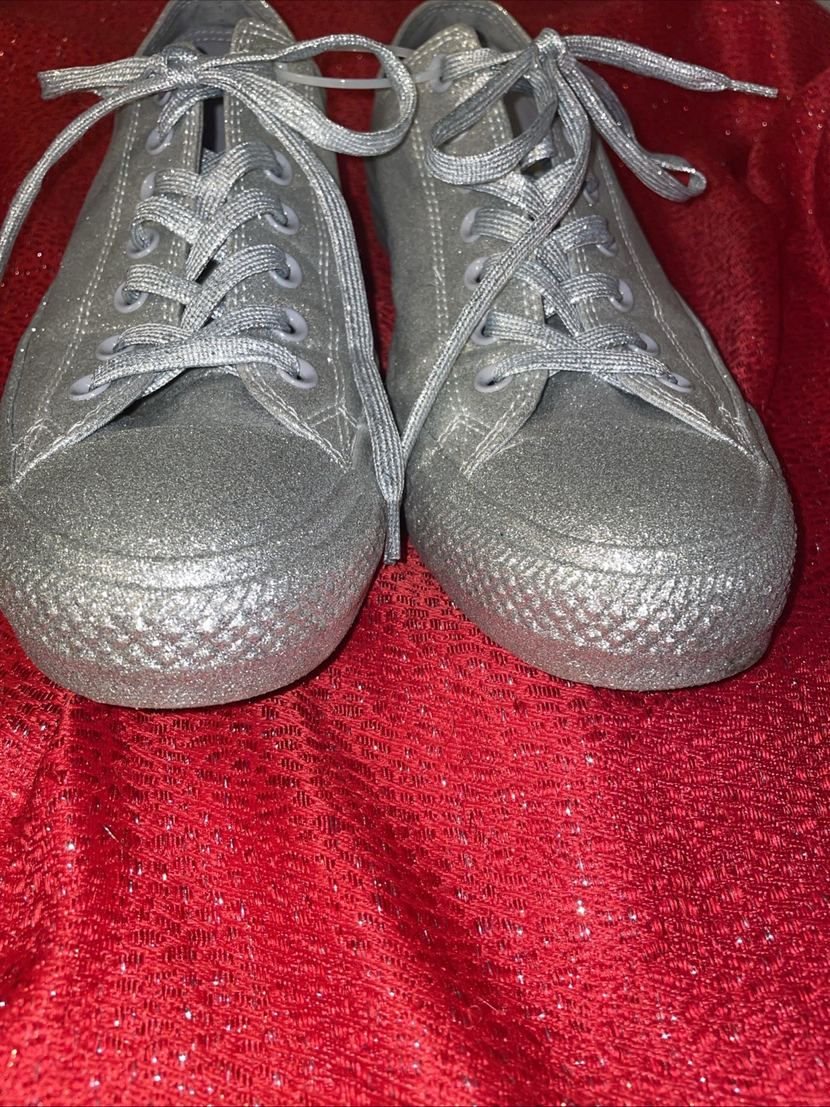 Converse Chuck Taylor All Star Sneaker Silver Glitter M11/W13 Glitzy Wedding