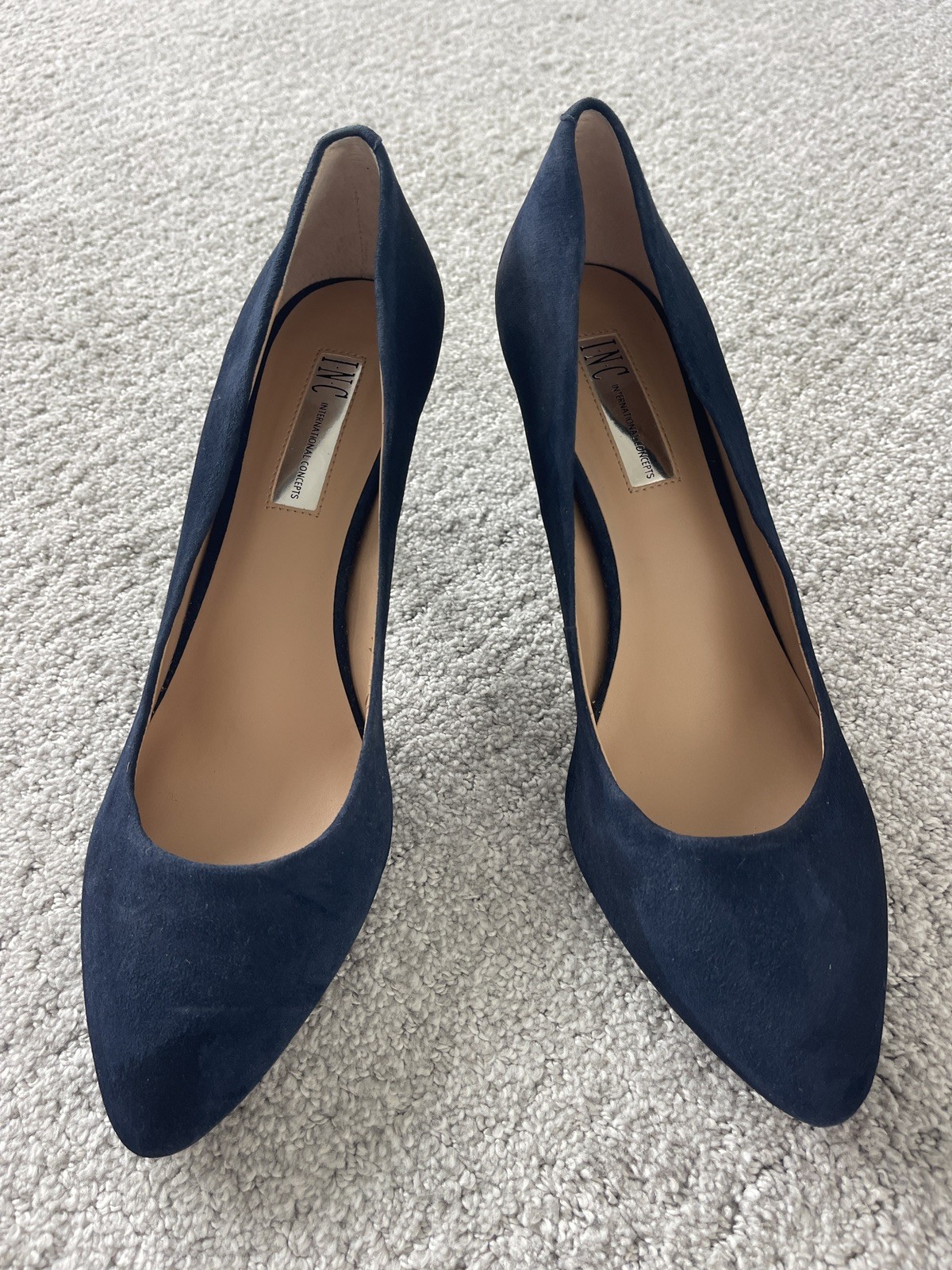 INC Women’s Zitah 5 Leather Pumps Dress Heels Blue 9.5 Medium (B M)