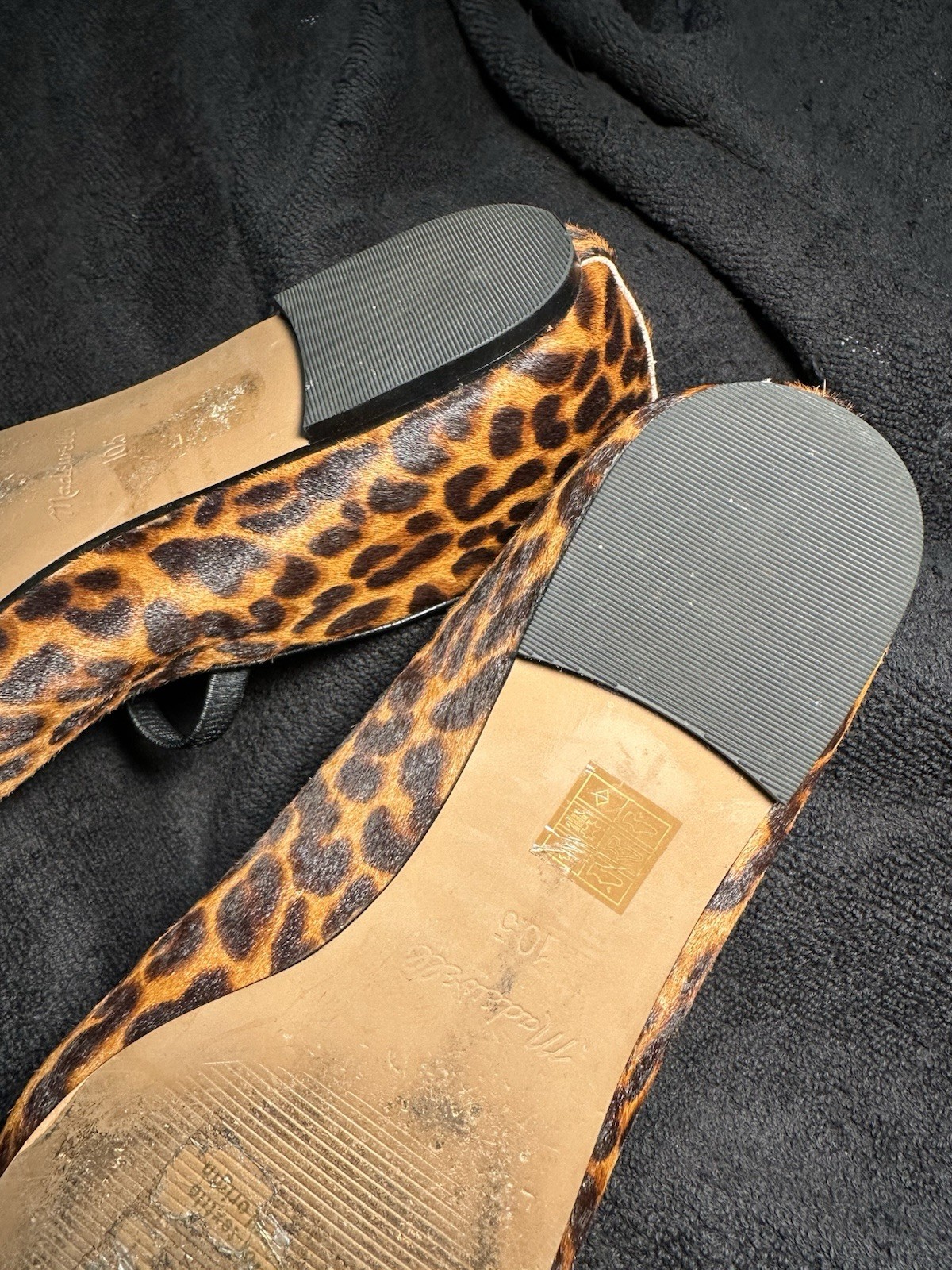 MADEWELL Greta Ballet Mary Jane Flats Square Toe Calf Skin Leopard Women’s 10.5