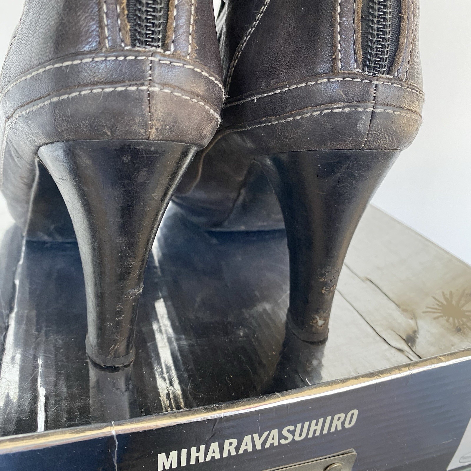 MIHARA YASUHIRO Women’s Leather Heeled Lace-Up Boots 24.0cm US7 UK5.5 EU38 Shoes