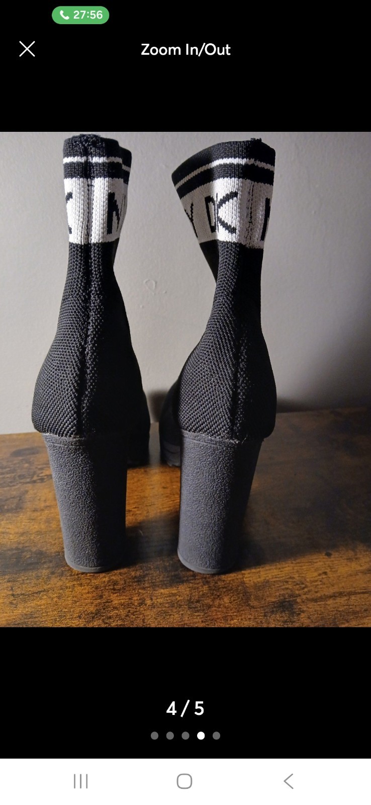DKNY Black Knit Sock Bootie Ankle Boots Round Toe Pull On Logo Women’s 6