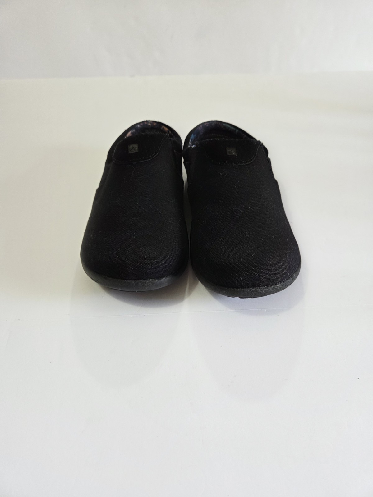 SPENCO WOMENS SIESTA NUEVO CLOG MULE SLIPPER US 9D BLACK CANVAS TOTAL SUPPORT