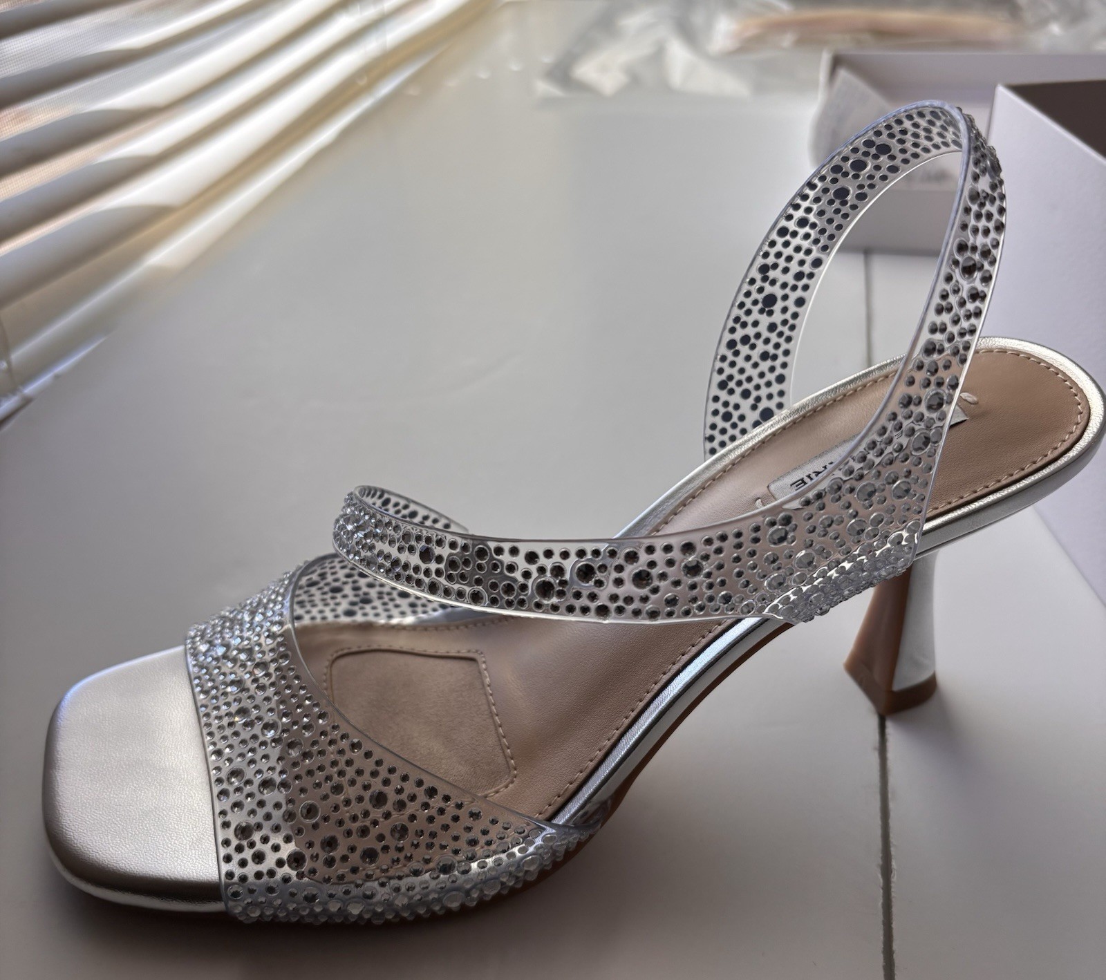 Silver Clear Rhinestone Evening Party Wedding Shoes Alex Marie Sutton