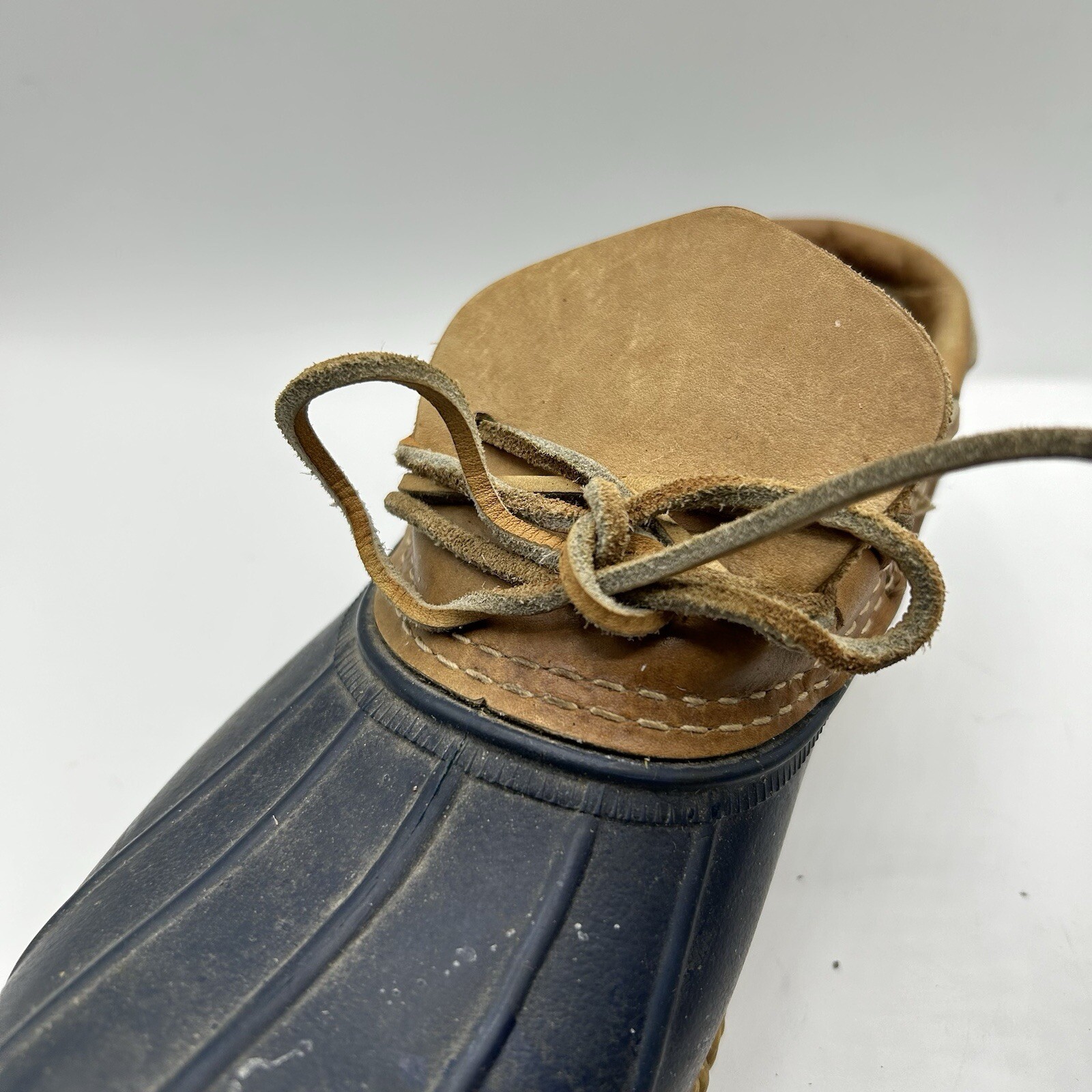 Vintage LL Bean Boot Rubber Mocs Duck Boot Women’s 7 Tan Leather Fisherman