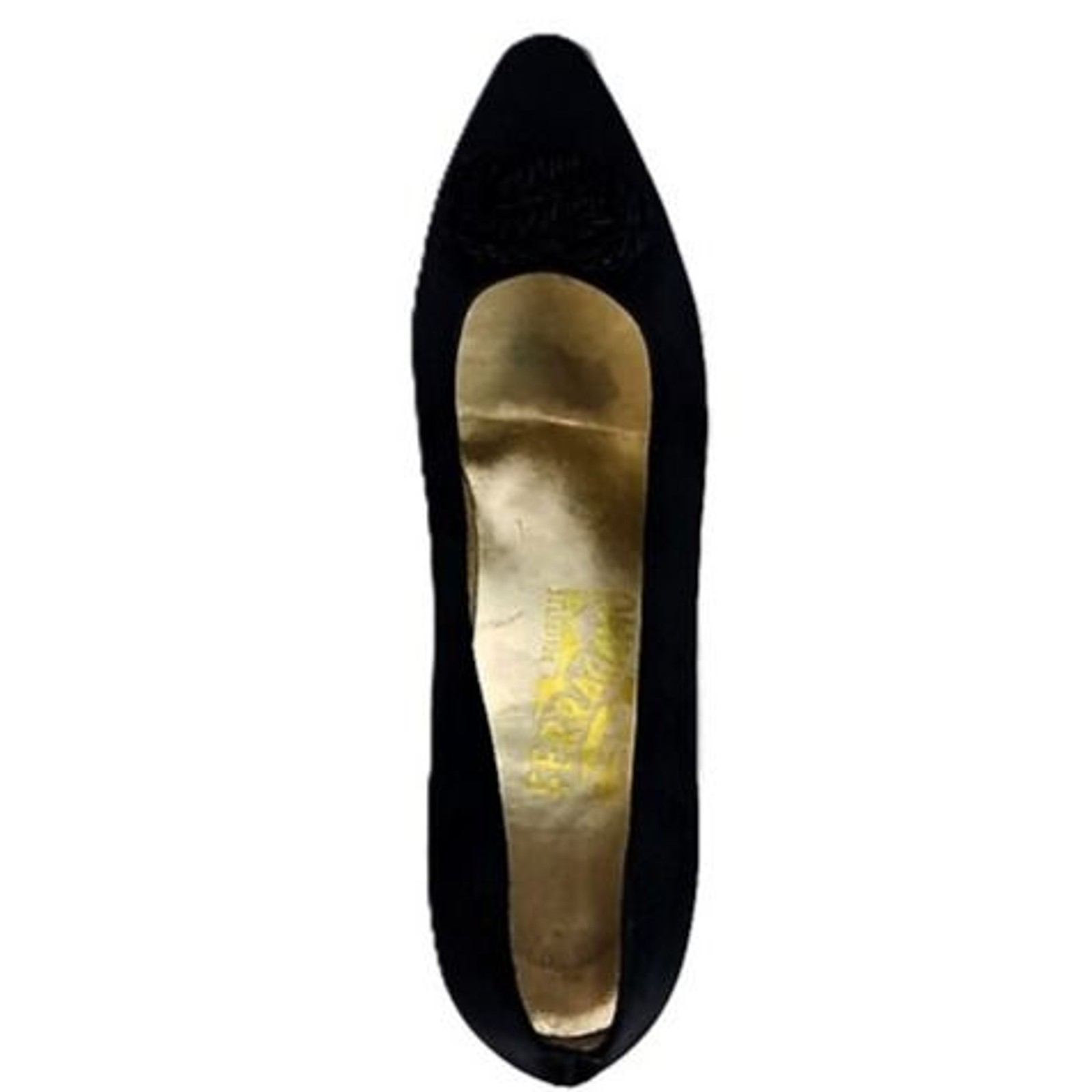 Salvatore Ferragamo Vintage Black Suede Pumps US 9