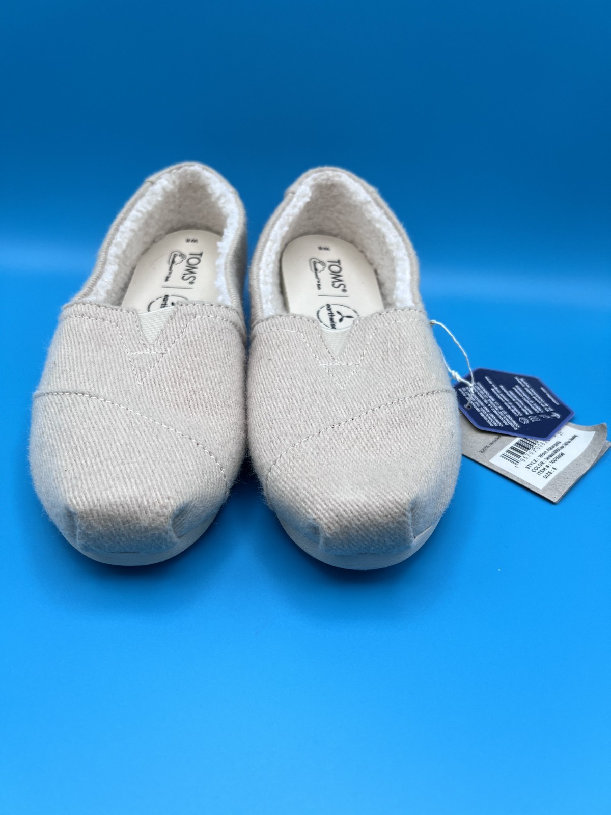NEW TOMS Women’s Alpargata Loafers Fleece Sherpa Lined Grey Herringbone Size 6