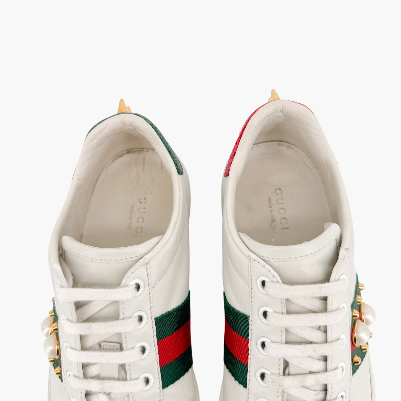 Gucci Ace Pearl Sneakers Size 36.5 US 6.5 White Leather Stud Spike Low Top Shoe