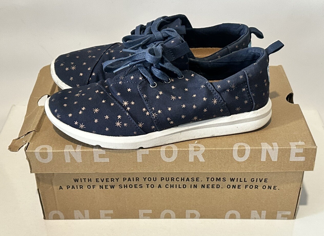 Toms Del Rey Navy Blue With Stars Sneakers Women’s Size 8 Outer space Comfy