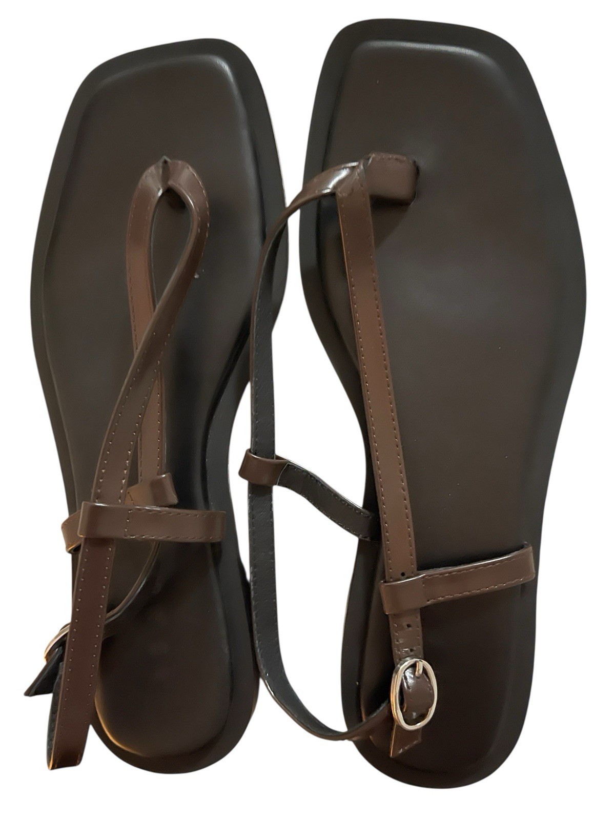 AERE Leather Strap Sandals Brown Size AU 6 RRP$140 Great Condition