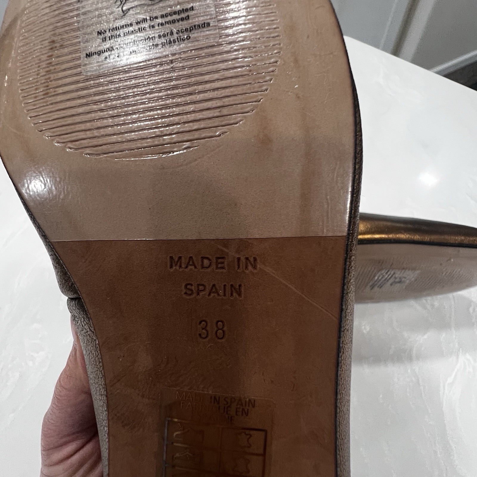 Maeve by Anthropology Women’s Mary Jane Shoes Size 38 US 7 Gold Brown Metallic
