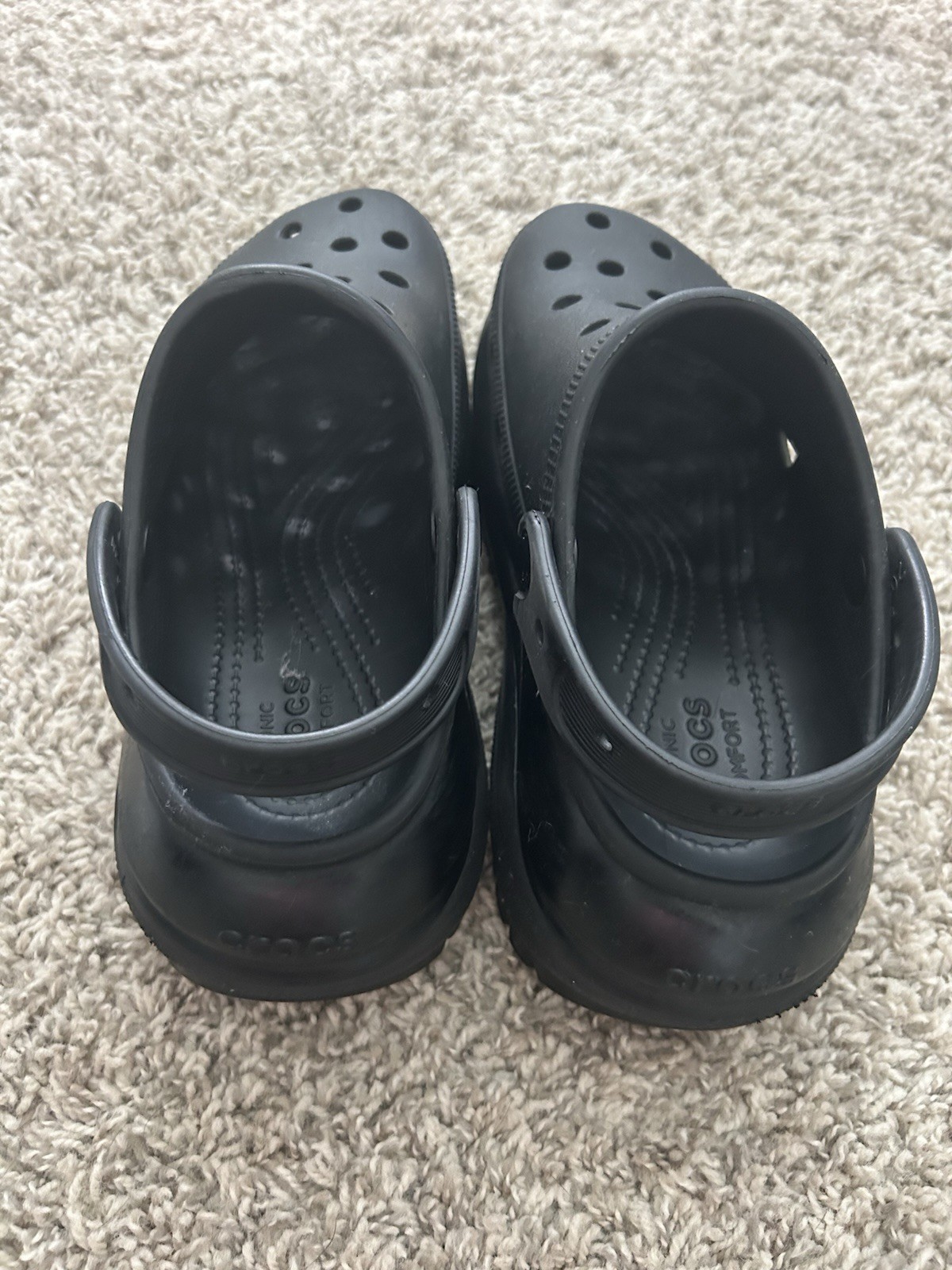 Crocs Iconic Comfort Shoes Beautiful Black Platform W7