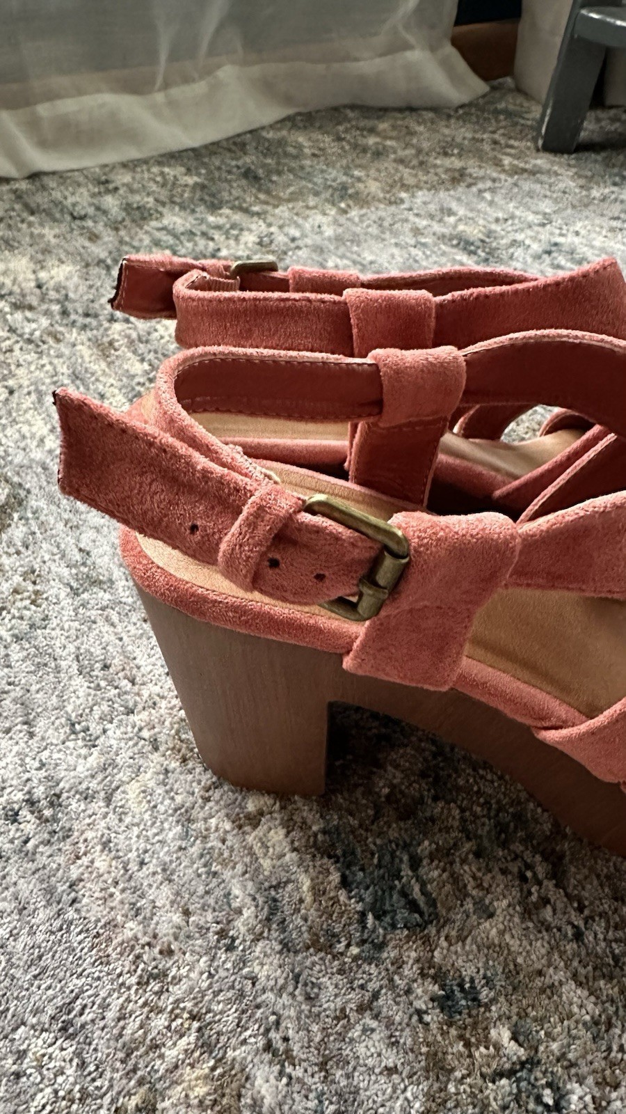 maurices Pink Textile Strappy Sandals Adjustable Buckle Ankle Strap 9.5 M