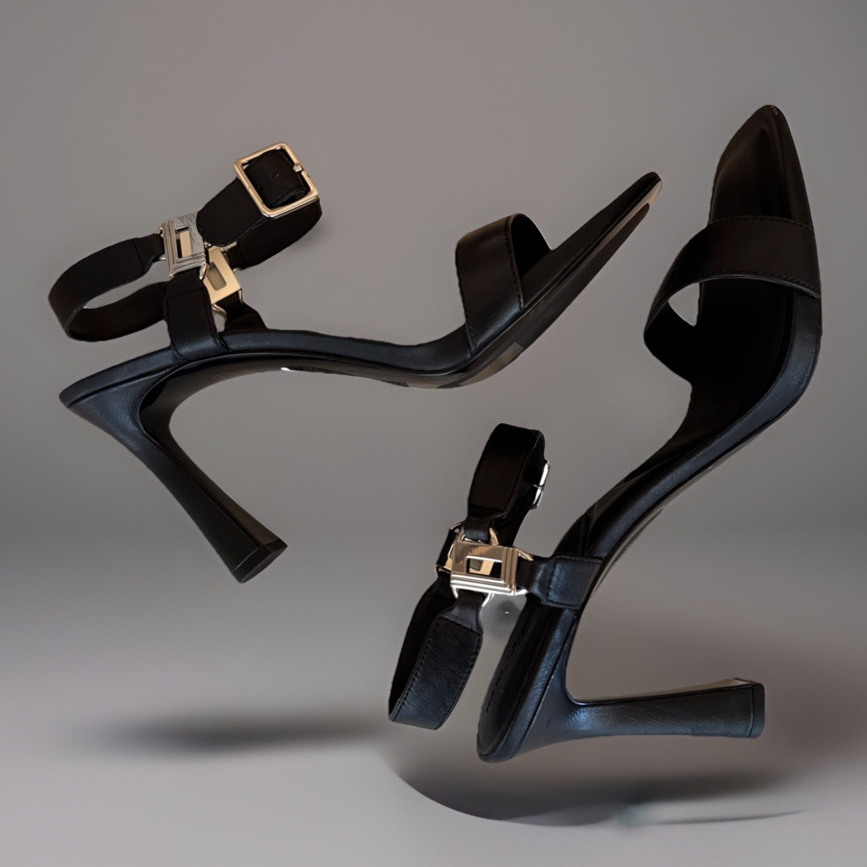 Karl Lagerfeld Paris NEW 11M Dorcie Leather Buckle Ankle Strap Dress Sandals