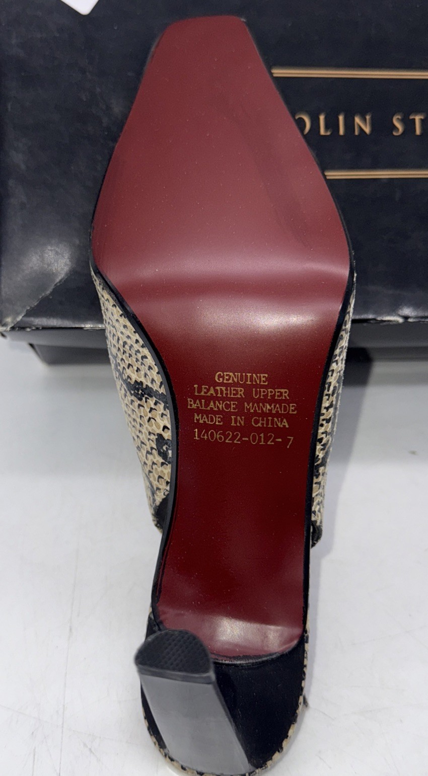 Colin Stuart Leather Ankle Strap Animal Print Square Toe Size 7 New