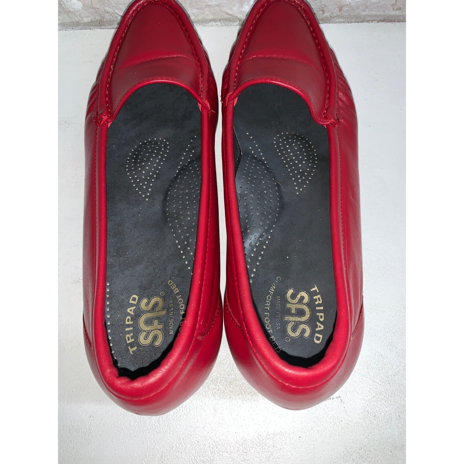 SAS Tripad Comfort Red Leather Loafers Womens 10 N Narrow Made in USA Slip On