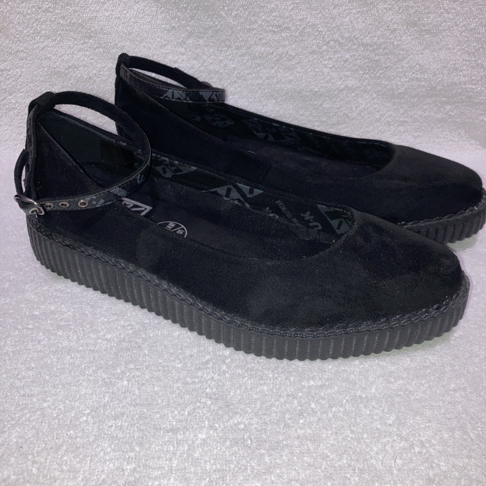 T.U.K. Black Vegan Suede Creeper Platform Ballet Pointe Shoes Whimsigoth Sz 11
