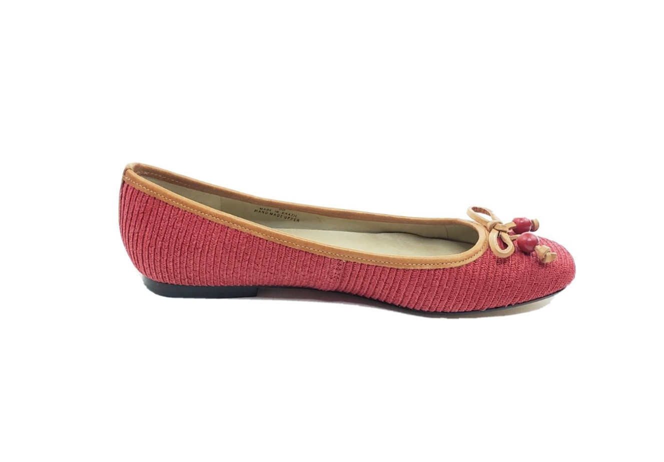 Talbots Fanny 22 Womens Ballet Flats Red Textile Leather Trim Size 9M