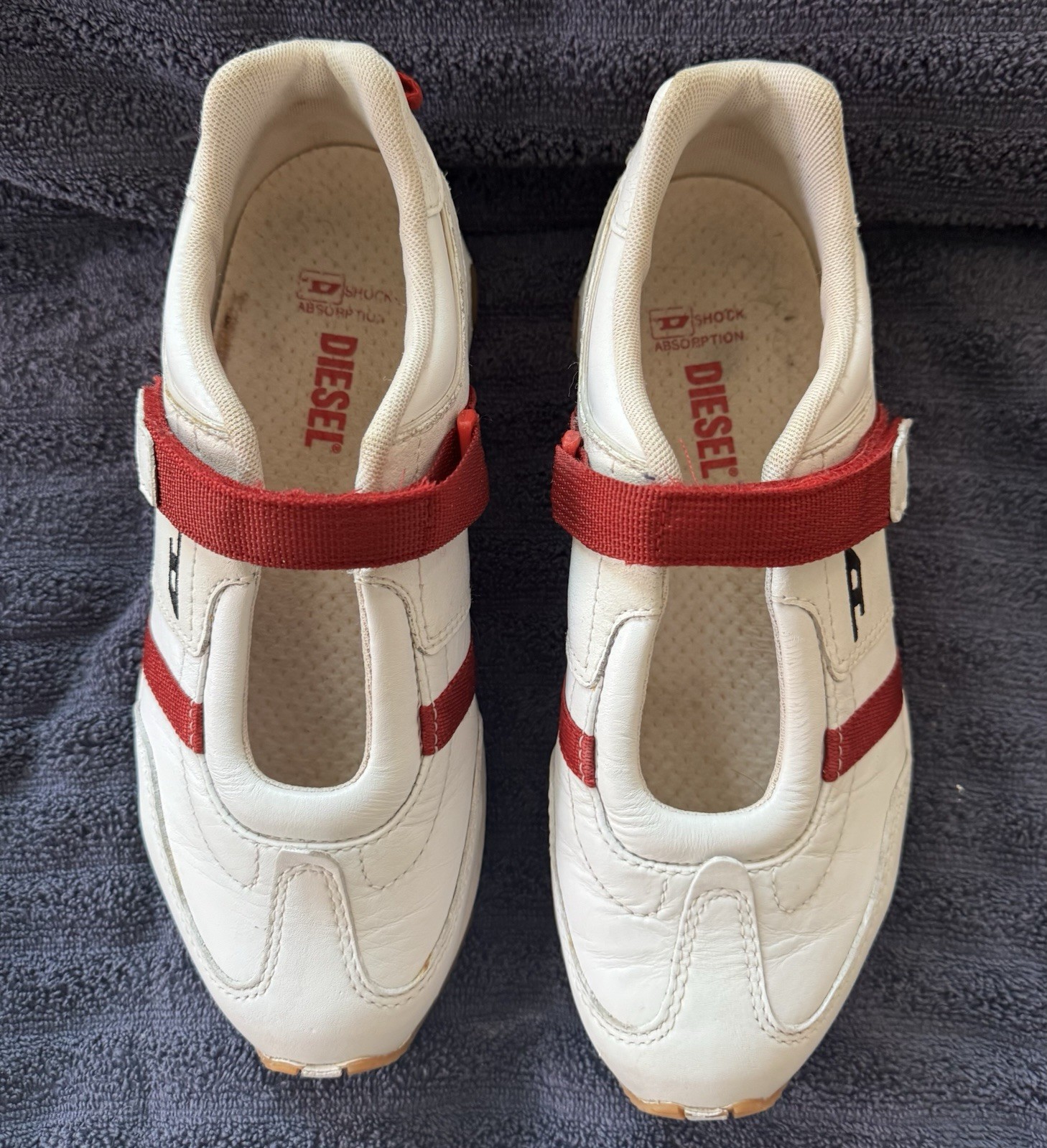 Diesel Electron Leather Mary Jane Sneakers White Red Women’s US 7.5 EU 38