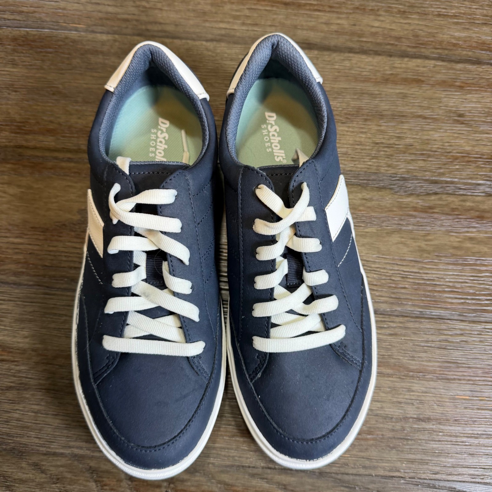 Dr Scholls Madison Lace Womens 8 Navy Blue White Platform Sneakers