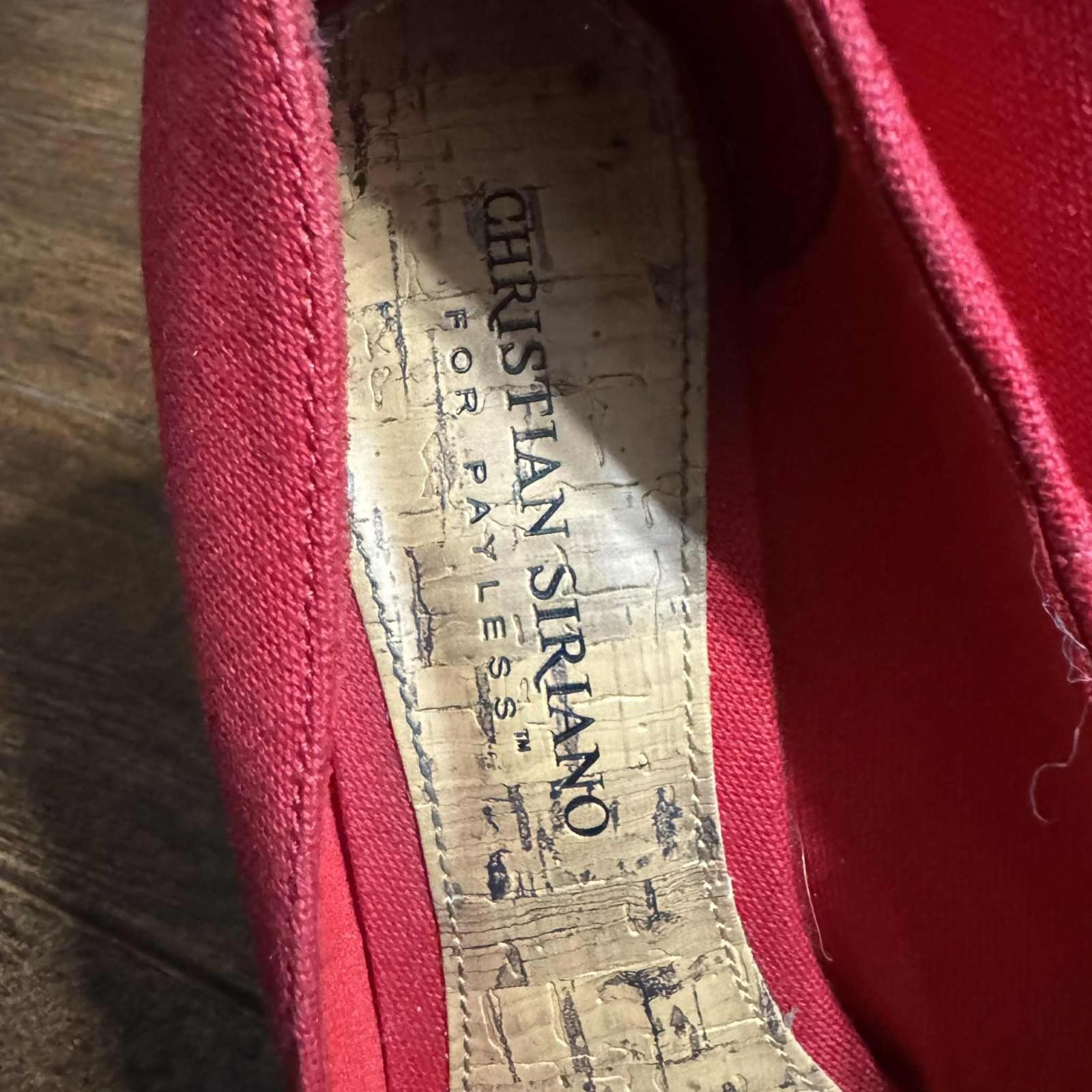 Christian Siriano for Payless Solid Print Peep Toe Red Heels Pumps Size 7.5