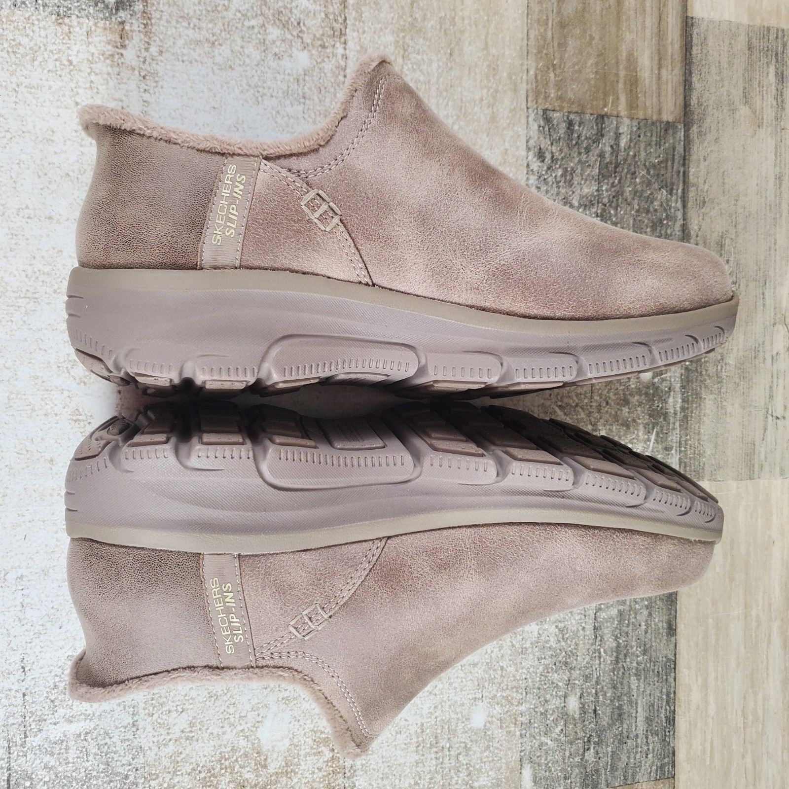Skechers Slip-Ins Easy Going Modern Hour Boots Womens Sz 6.5 Taupe Walking Shoes