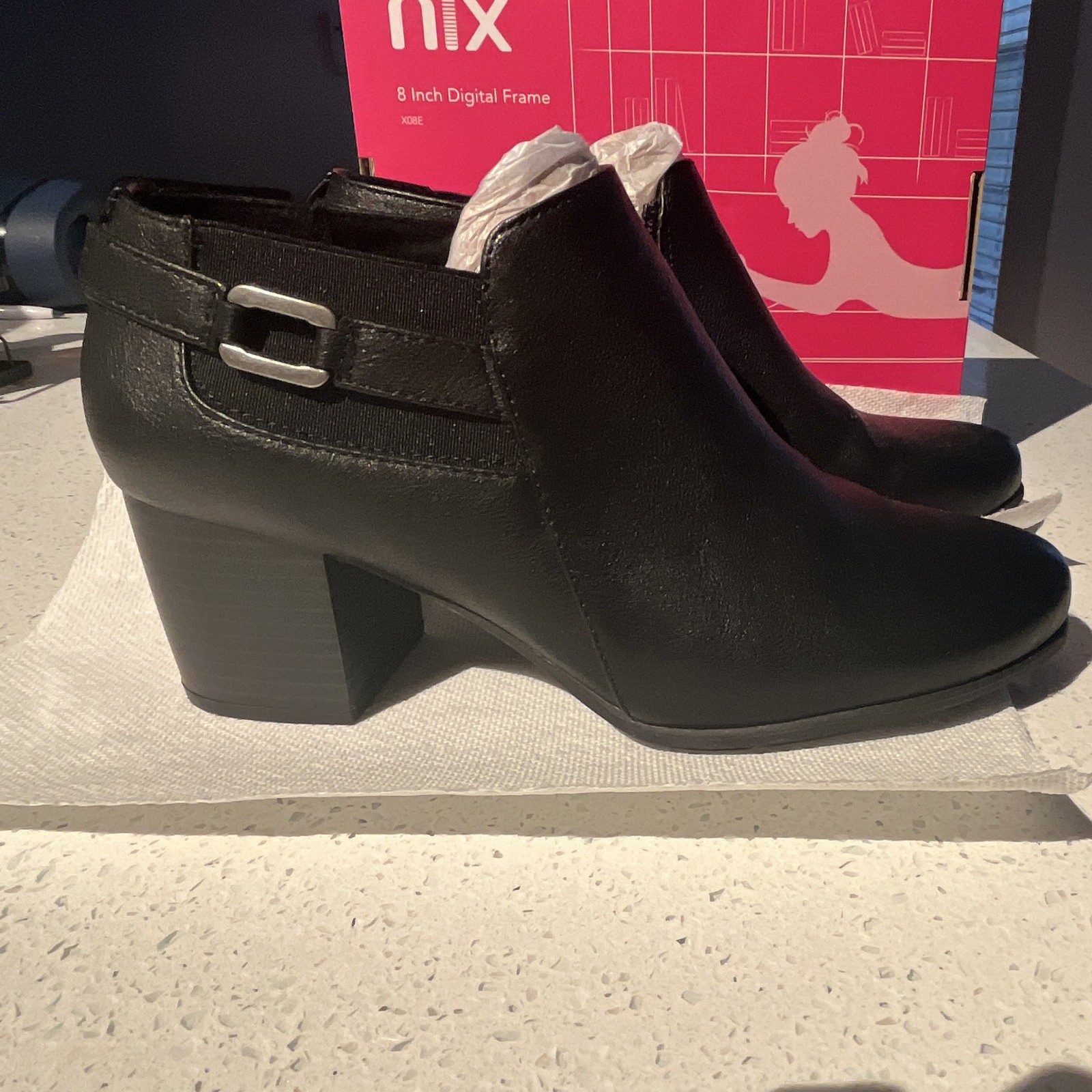 Croft & Barrow Women’s Black Faux Leather Ankle Bootie Round Toe Side Zip