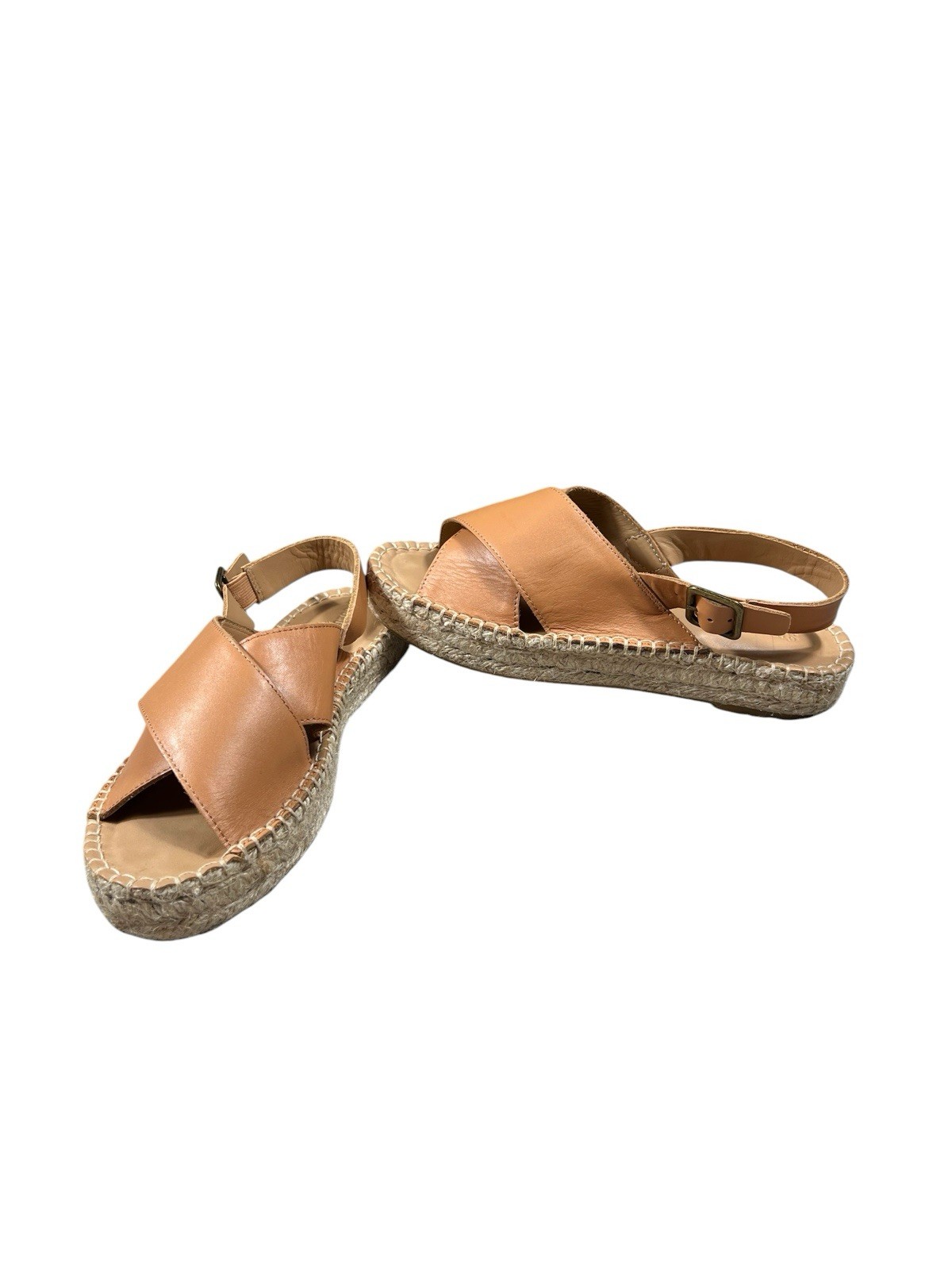 Women’s SOLUDOS ELOISE ESPADRILLE SANDAL tan/camel leather size 7 braided jute